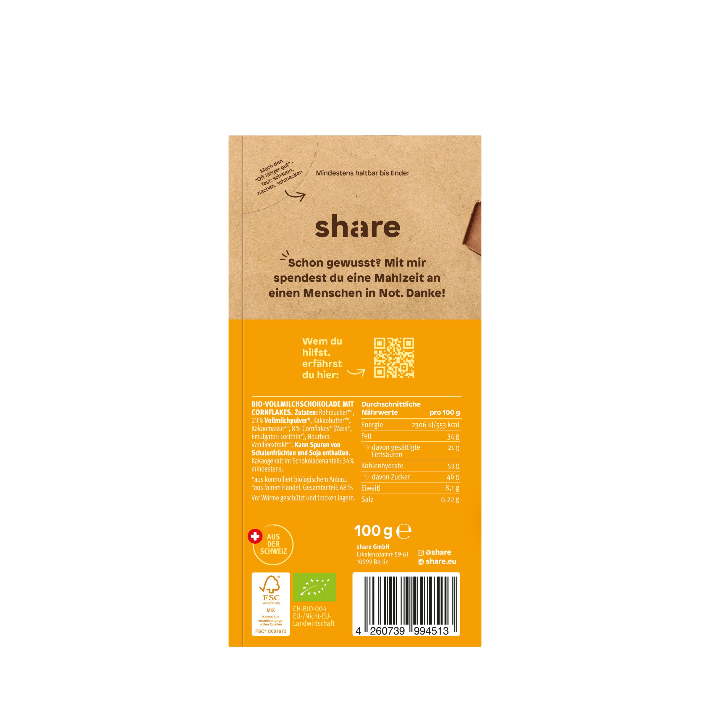 share Bio Schokoladentafel Crispy Flakes Vollmilch