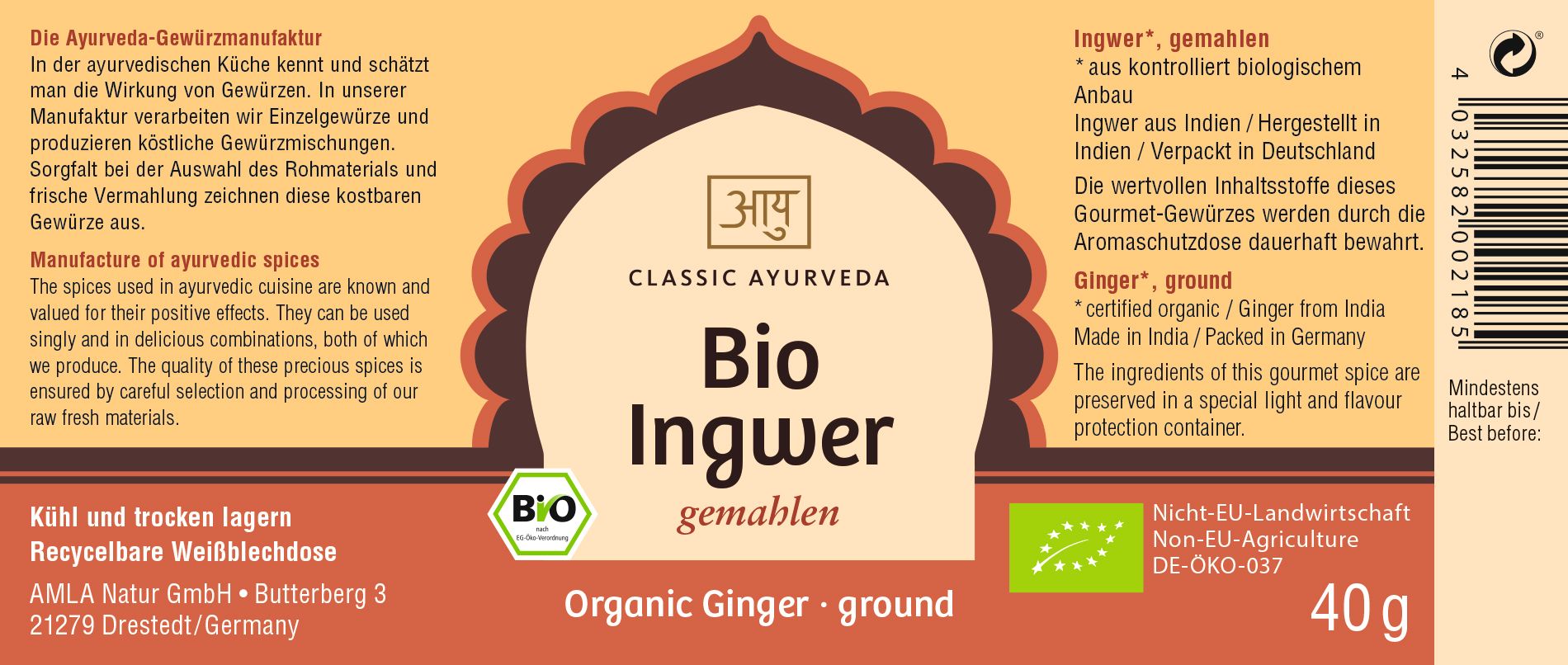 Classic Ayurveda - Ingwer 40 g