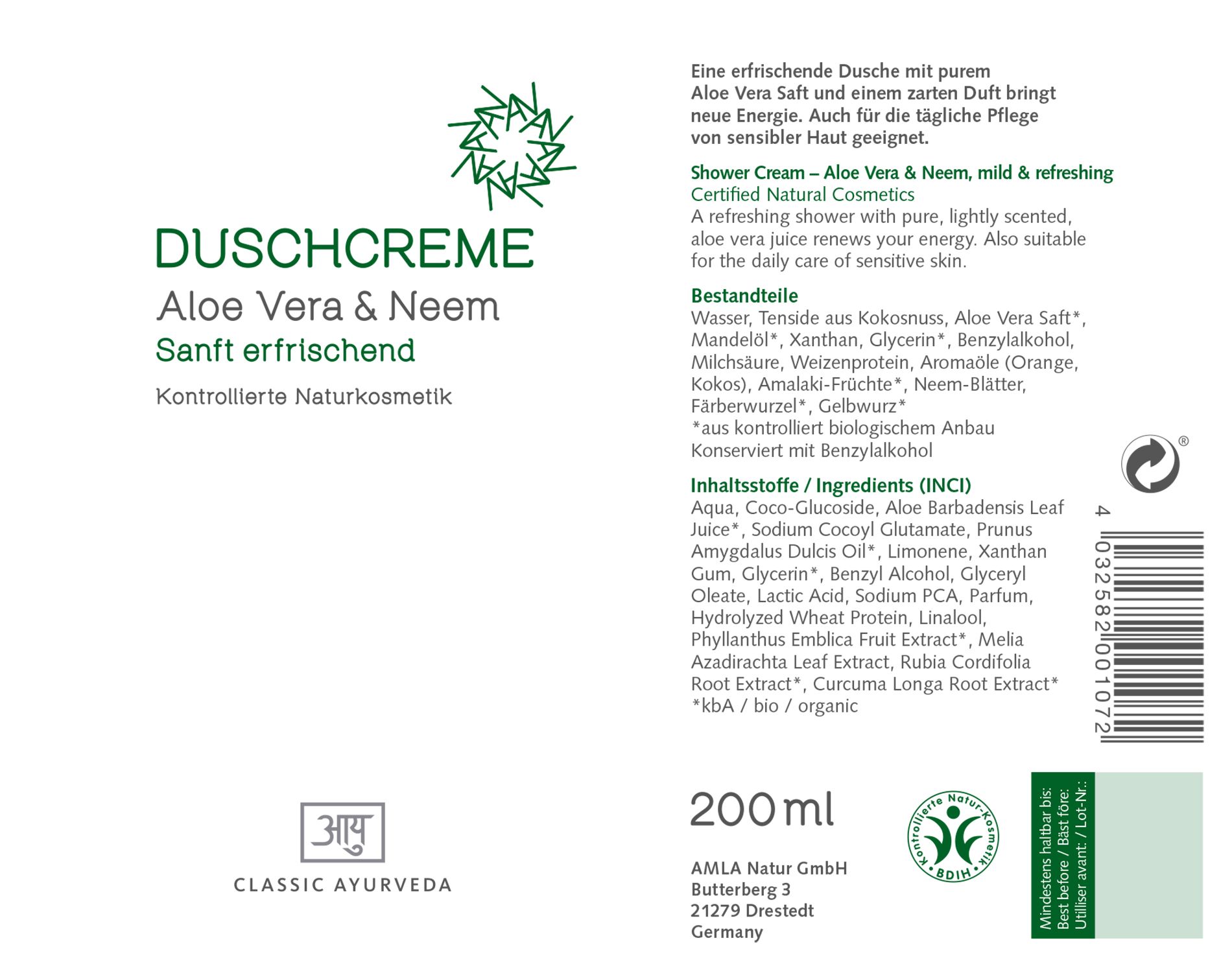 Classic Ayurveda - Duschcreme