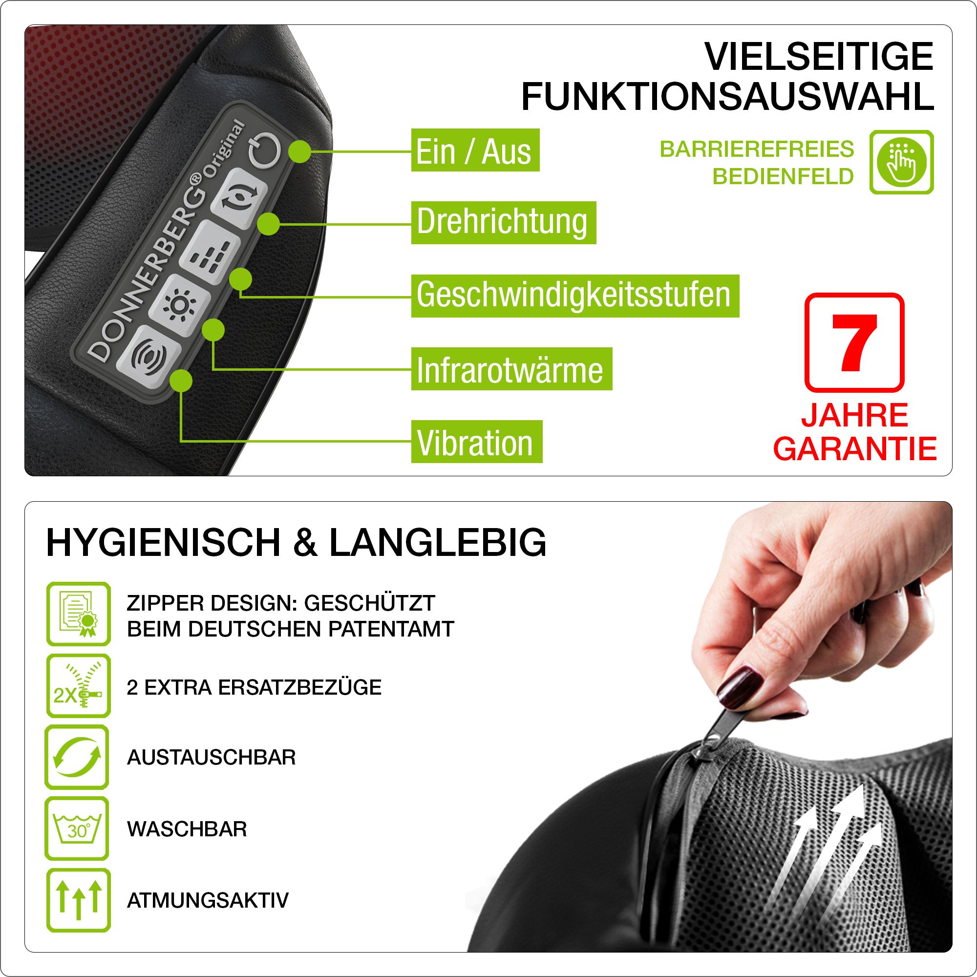 Donnerberg Nackenmassagegerät Premium Massagegerät mit Wärme und Vibration