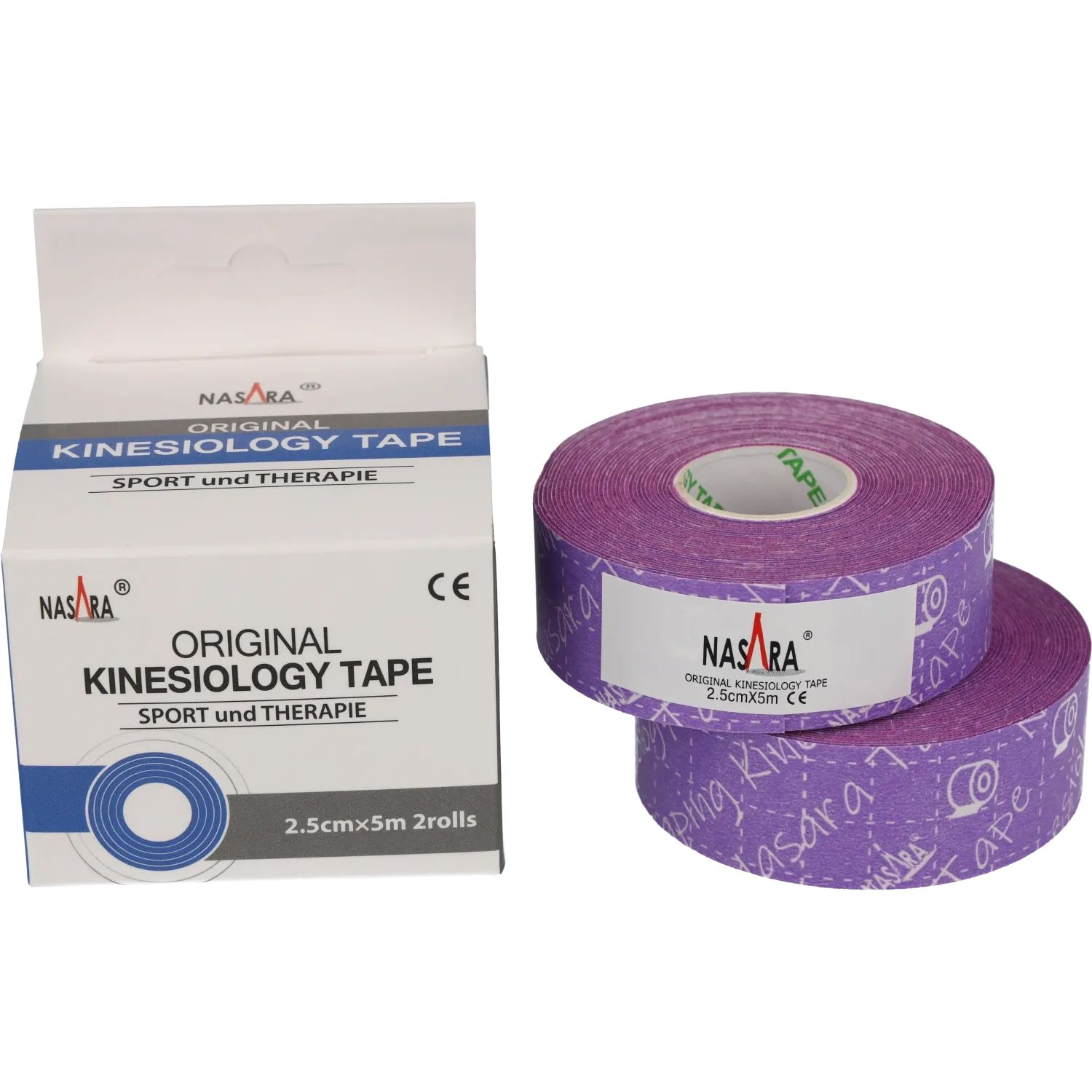 NASARA Kinesio Tape | 2,5cm x 5m (2 Rollen)