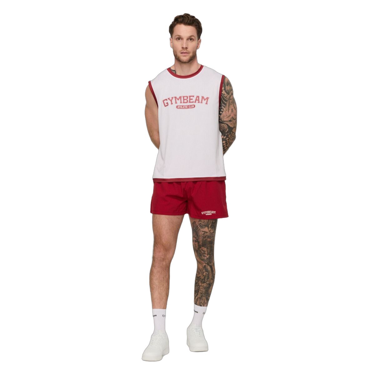 GymBeam Shorts Herren Oversized Varsity Rot
