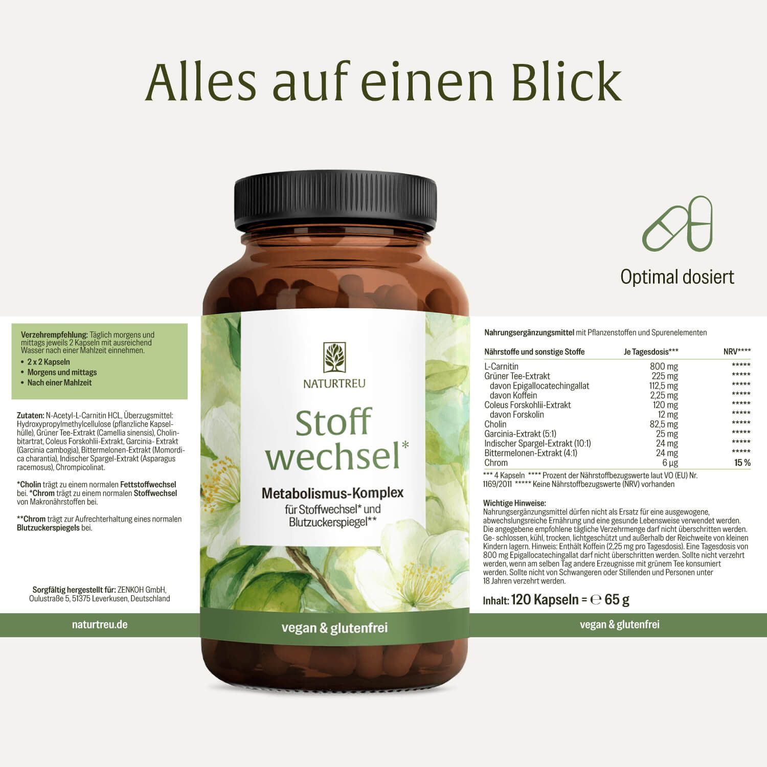 Flasche STOFFWECHSEL Stoffwechsel-Komplex für Stoffwechsel und Blutzuckerspiegel, vegan & glutenfrei.