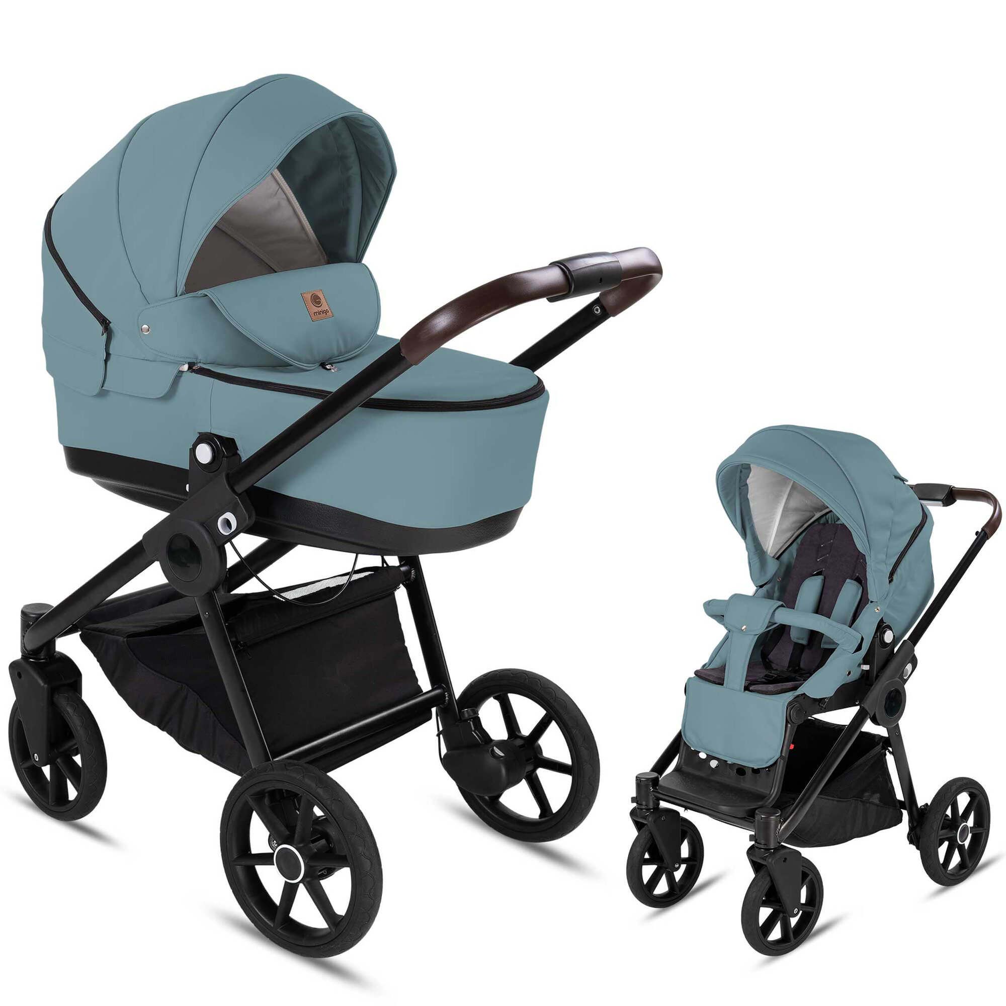 Friedrich Hugo Minigo Groove 2 in 1 Kinderwagen Gelreifen, Blue Grey