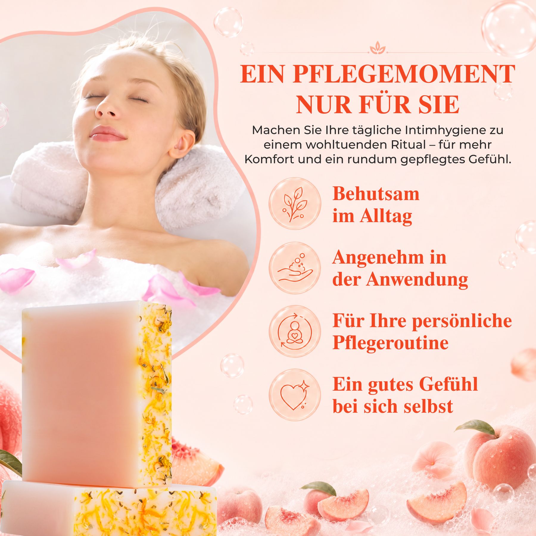 P-beauty Intimseife Yoni Bar Frauen Intimpflege pH-Balance mit Pfirsich