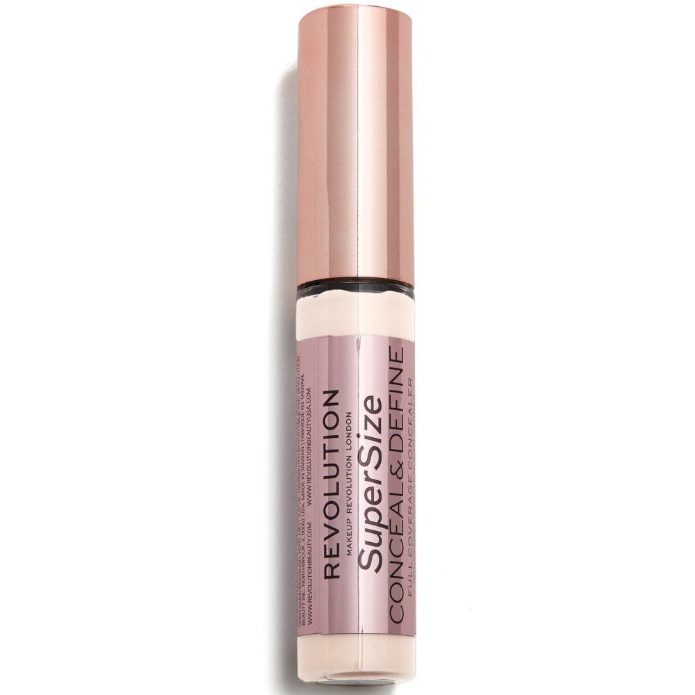 Concealer-Stift mit roségoldfarbener Kappe. Aufschrift: Super Size Conceal & Define. Marke: Revolution.