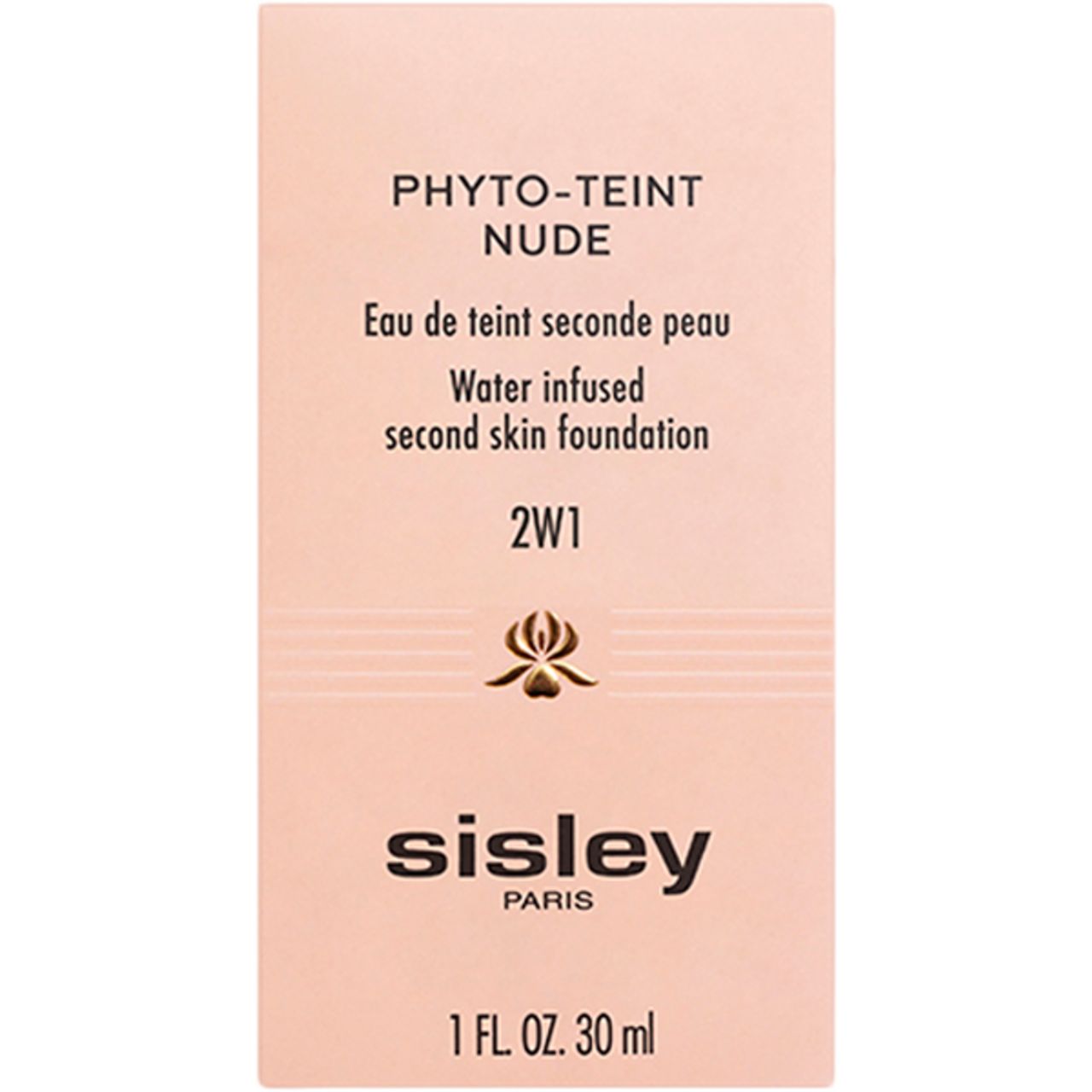 Rosa Verpackung mit Aufschrift: Phyto-Teint Nude, Eau de teint seconde peau, 2W1 und Sisley Paris.