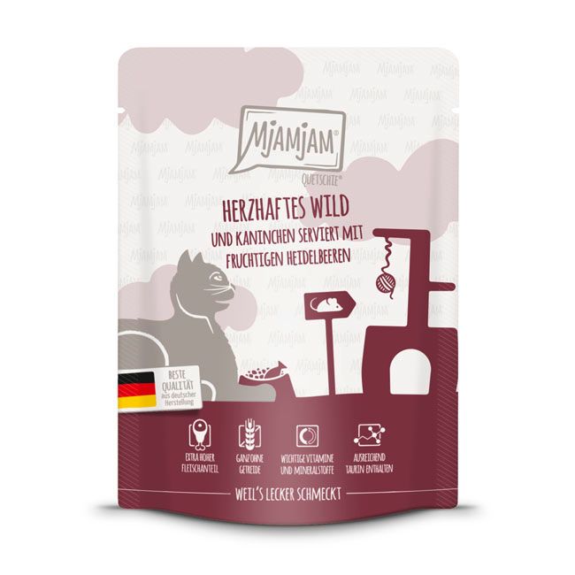 MjAMjAM - Quetschie herzhaftes Wild & Kaninchen mit fruchtigen Heidelbeeren