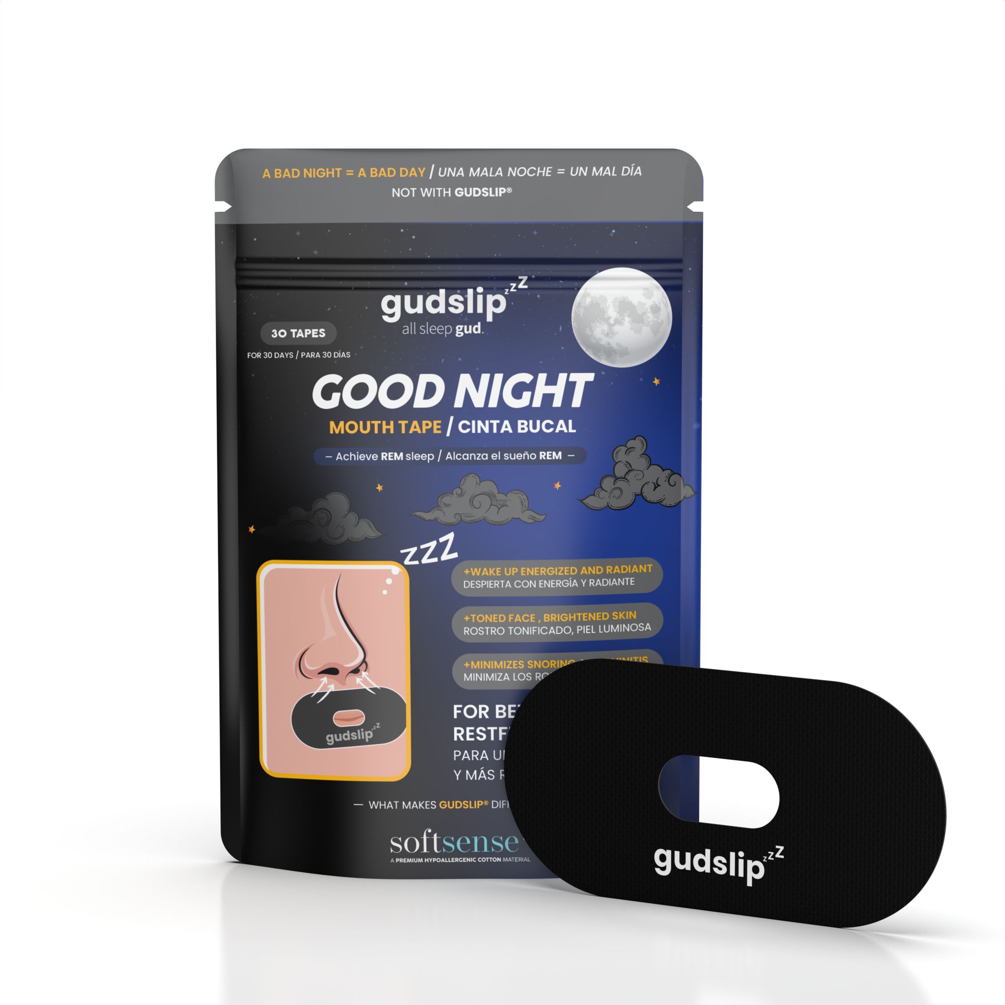 gudslip® Mundpflaster mit Öffnung, für einen erholsamen Schlaf, Monatspackung 30 St Pflaster