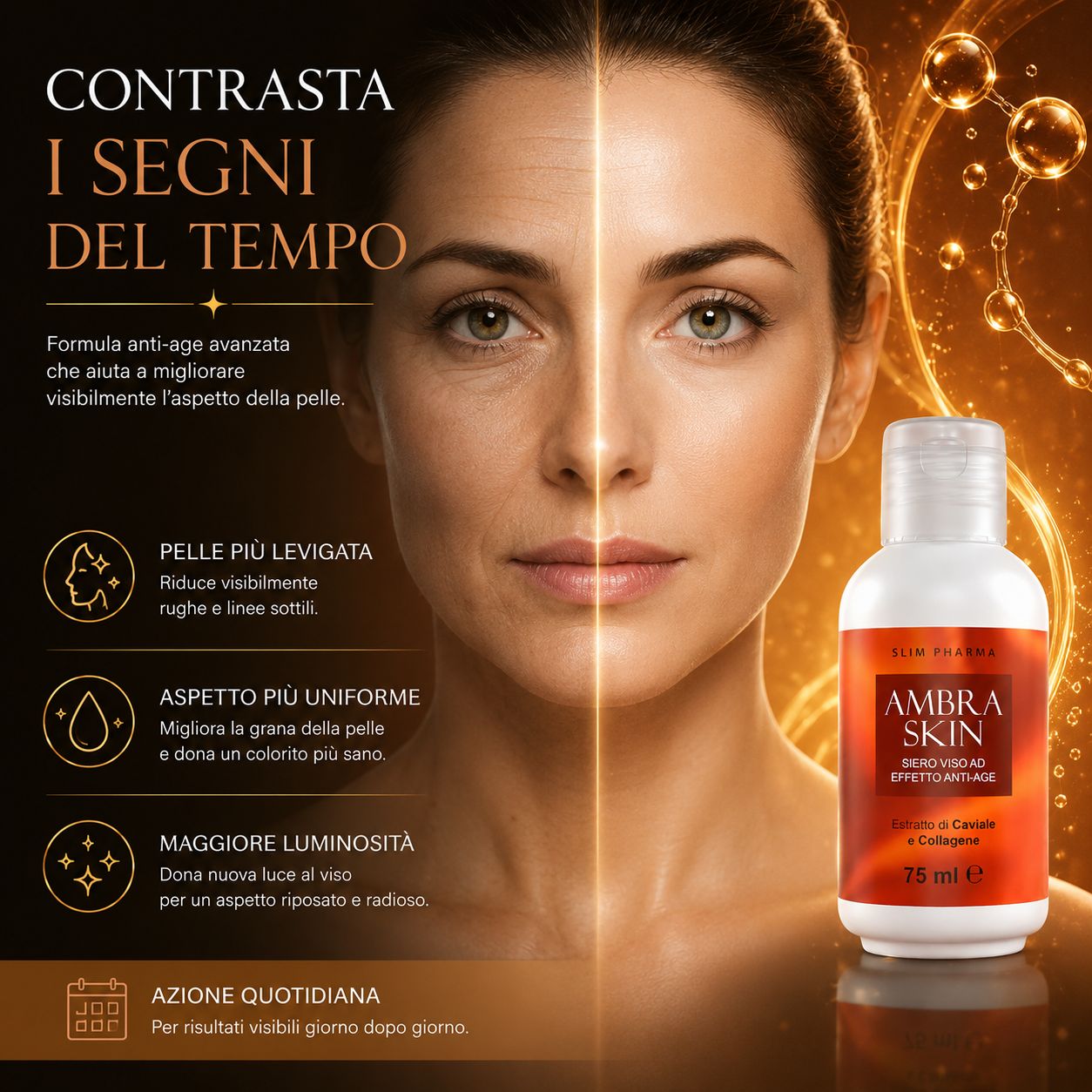 ALOHALABS Ambra d'Oliva Anti-Aging Gesichtsserum mit Kaviar und Kollagen für Pflege