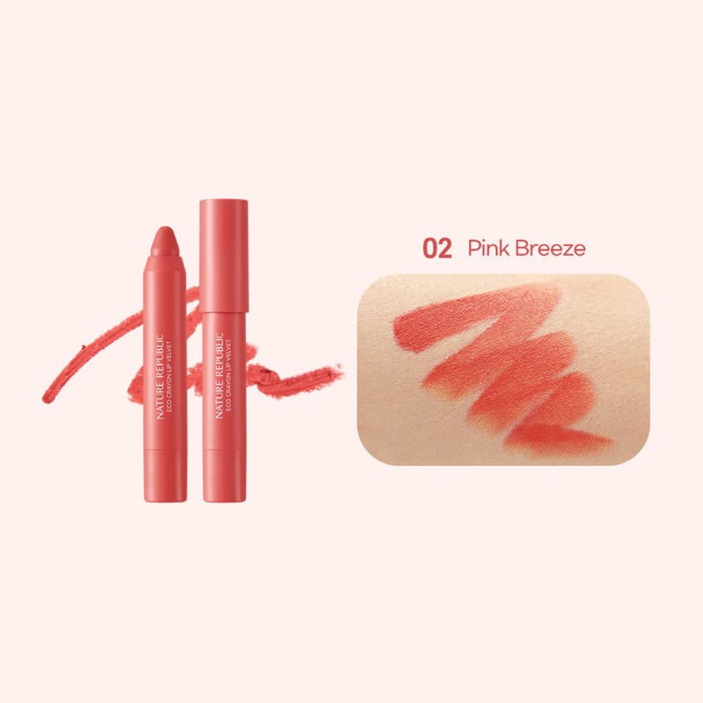 NATURE REPUBLIC By Flower Eco Crayon Lip Velvet Lipstick 02 Pink Breeze .