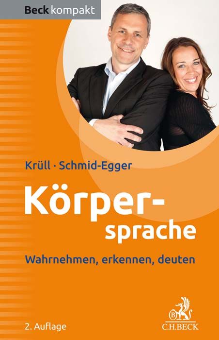 Buchcover mit Titel Körpersprache. Autoren: Krüll, Schmid-Egger. Verlag C.H.BECK. Auf orangefarbenem Hintergrund, zwei Personen.