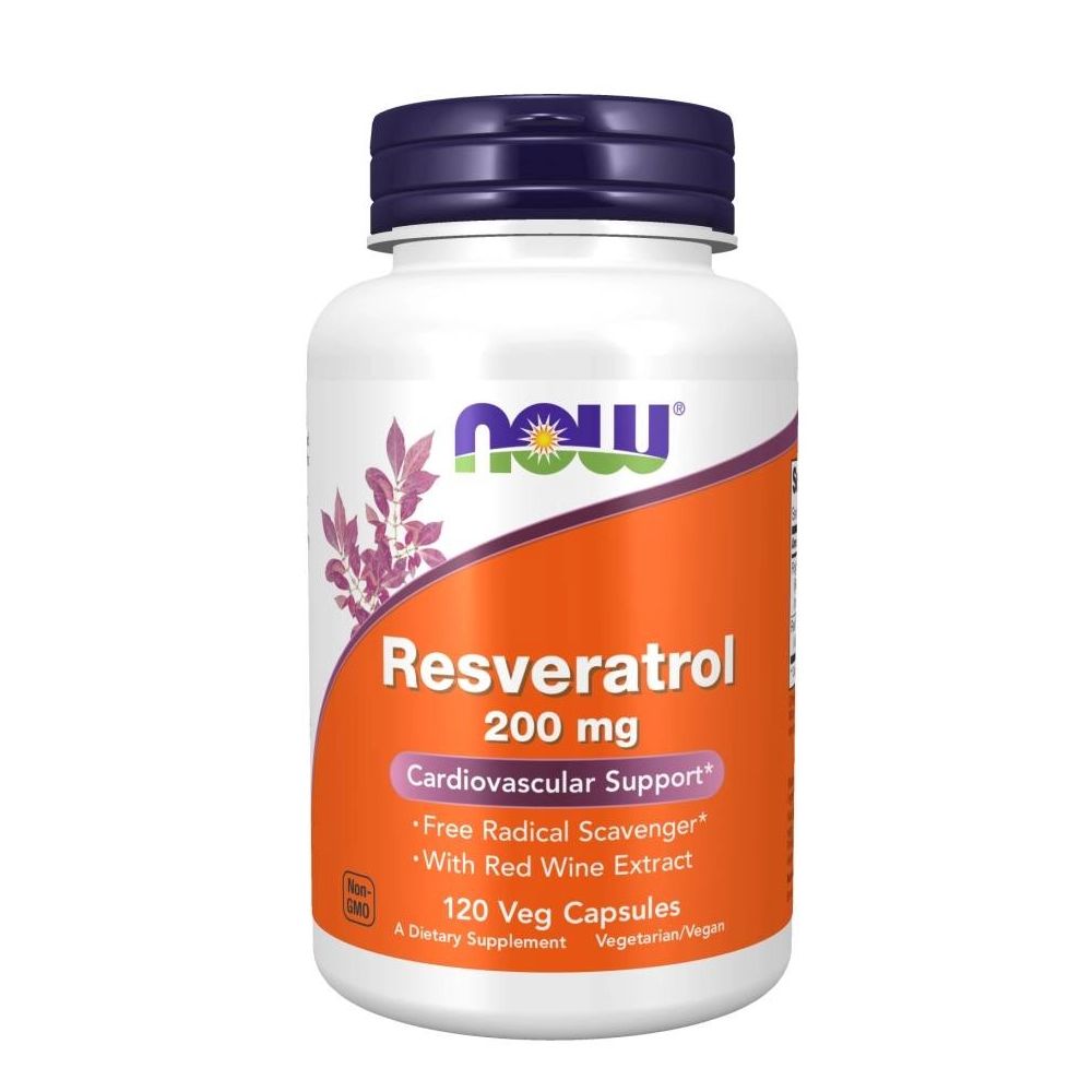 NOW Resveratrol 200 mg Kapseln, 120 Stück. Unterstützt das Herz-Kreislauf-System.