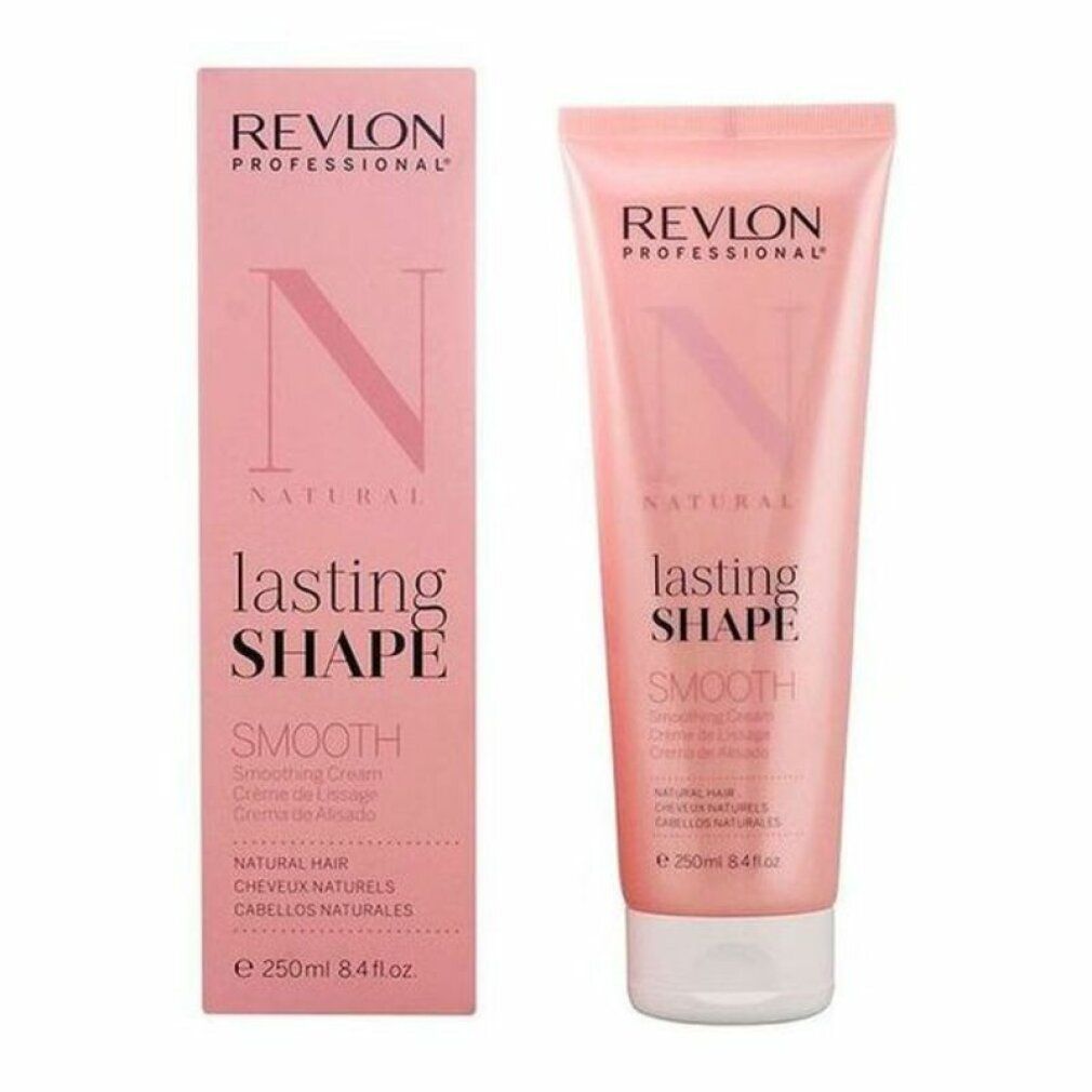 Revlon Professional Lasting Shape Smooth Haarcreme. Rosa Tube und Schachtel. Text: Natural, Smooth, 250ml.