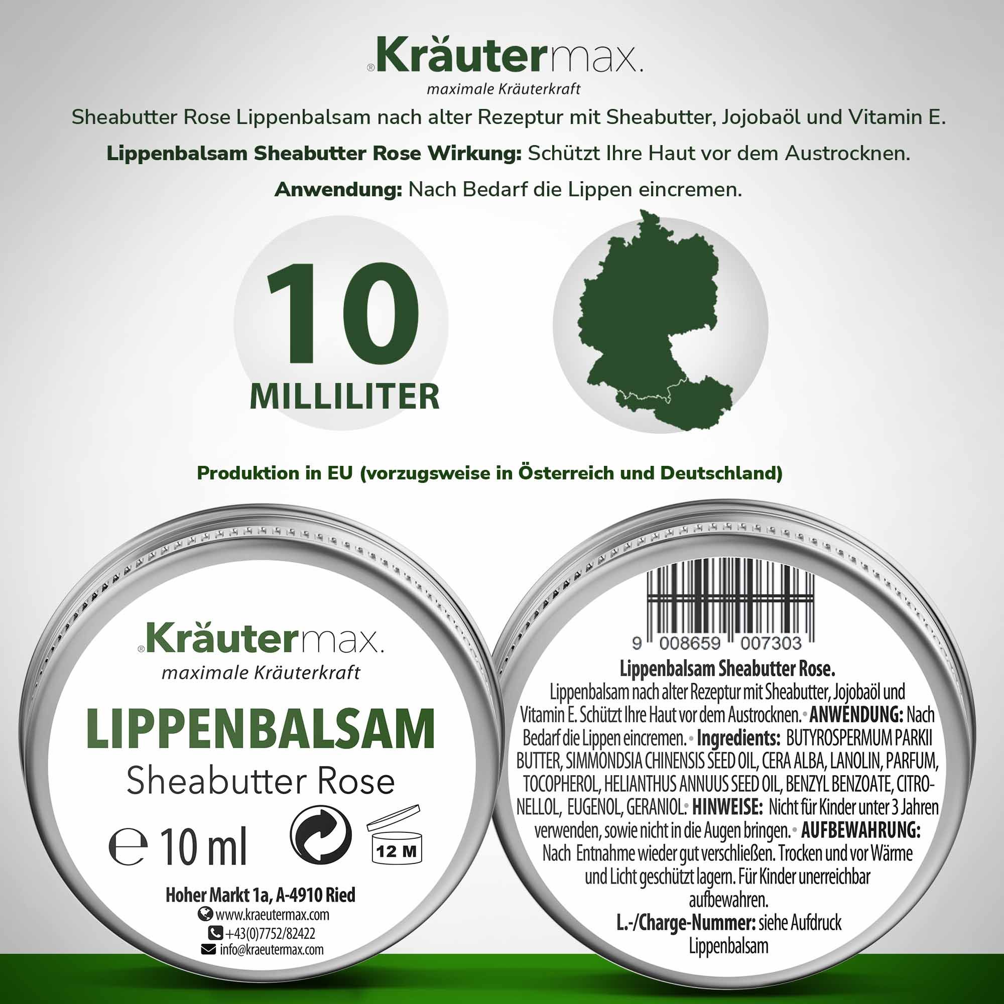 Kräutermax Lippenbalsam Sheabutter Rose
