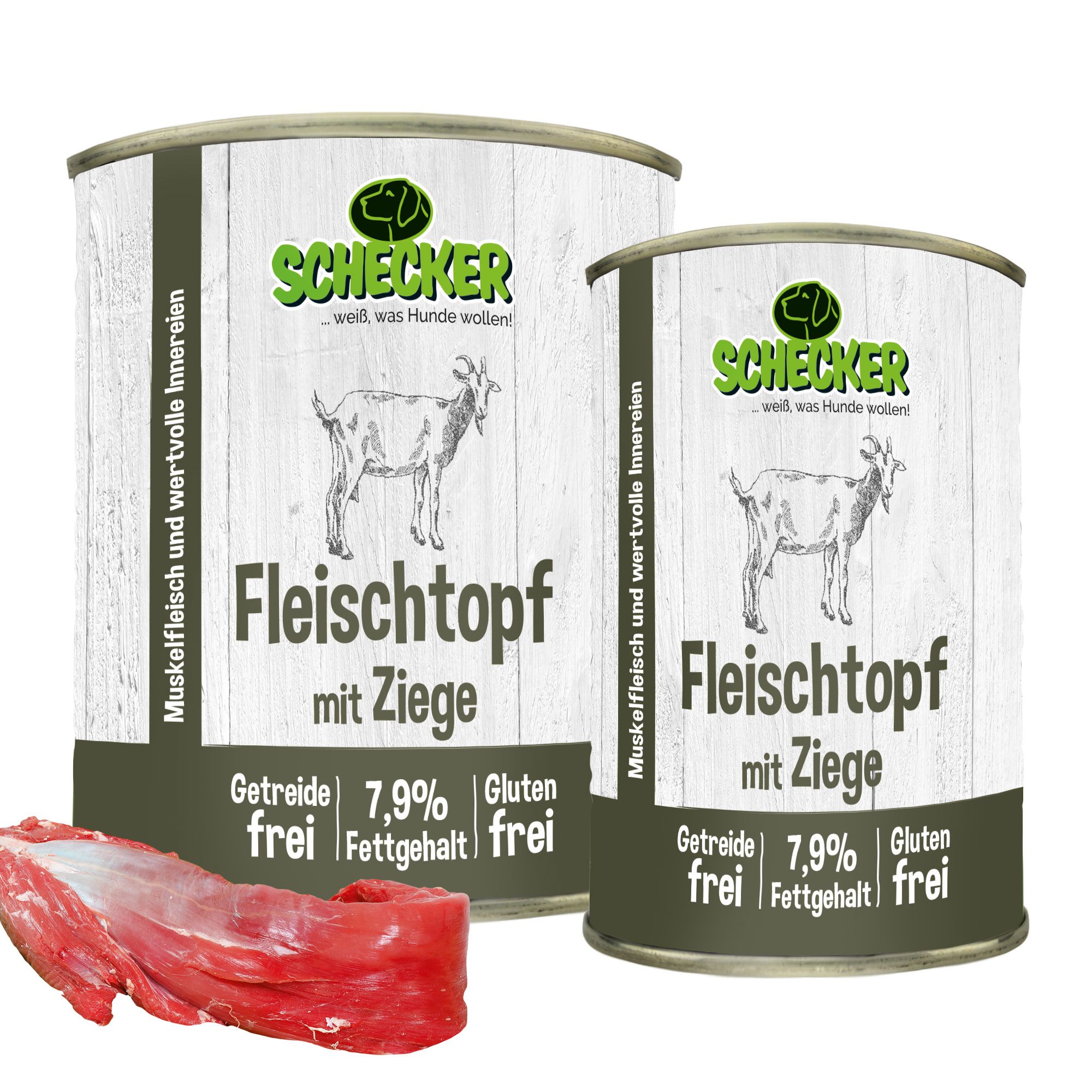 Schecker Fleischtopf mit Ziege - getreidefrei glutenfrei in Deutschland herstellt 12x410 g Futter