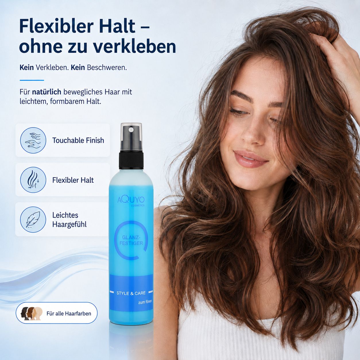 Style & Care Glanzspray fürs Föhnen | Haarspray zum Gestalten und Frisieren der Haare