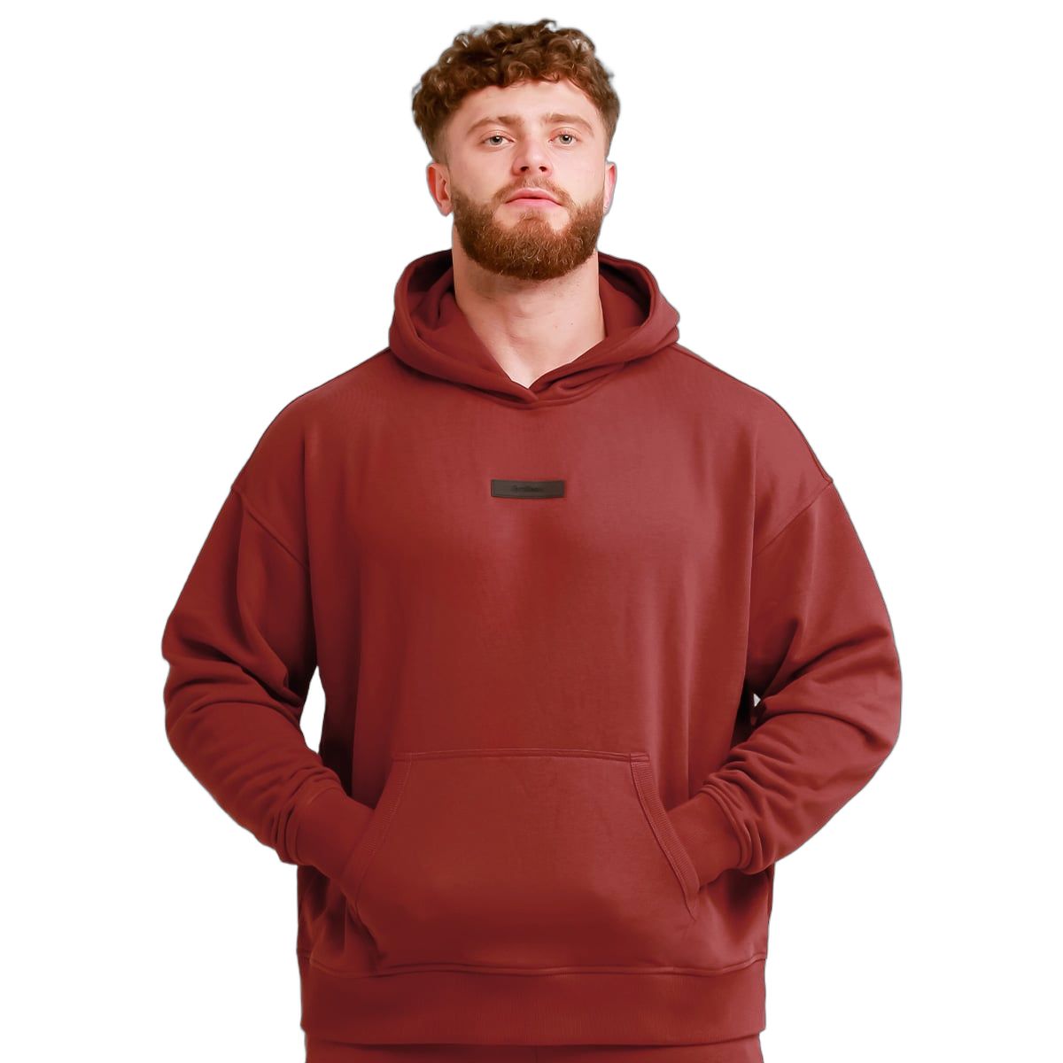 GymBeam Hoodie Herren Oversized mit Kapuze und Kängurutasche in Rot 1 St
