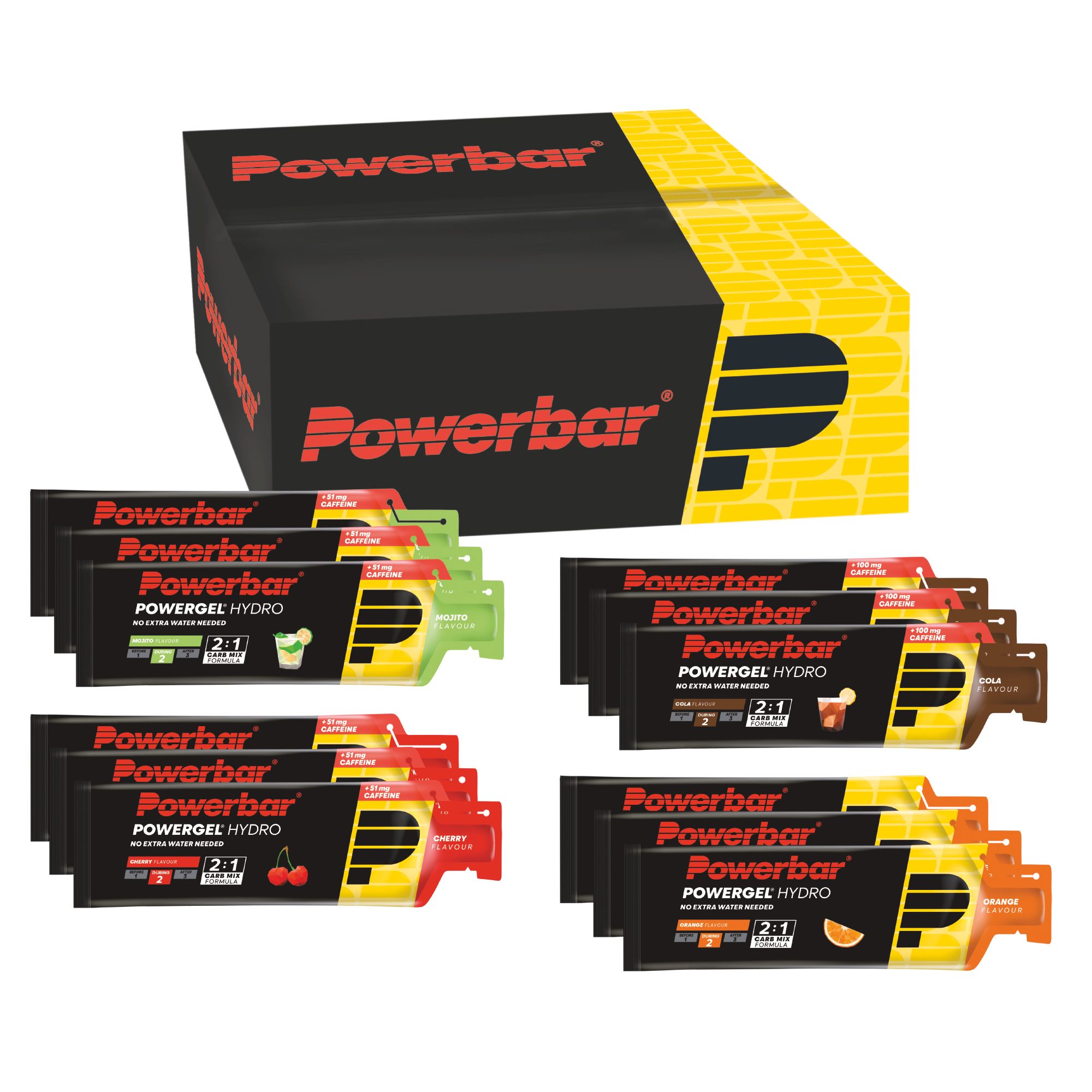 POWERBAR PowerGel Hydro Multiflavourbox - High Carb Energie Gel