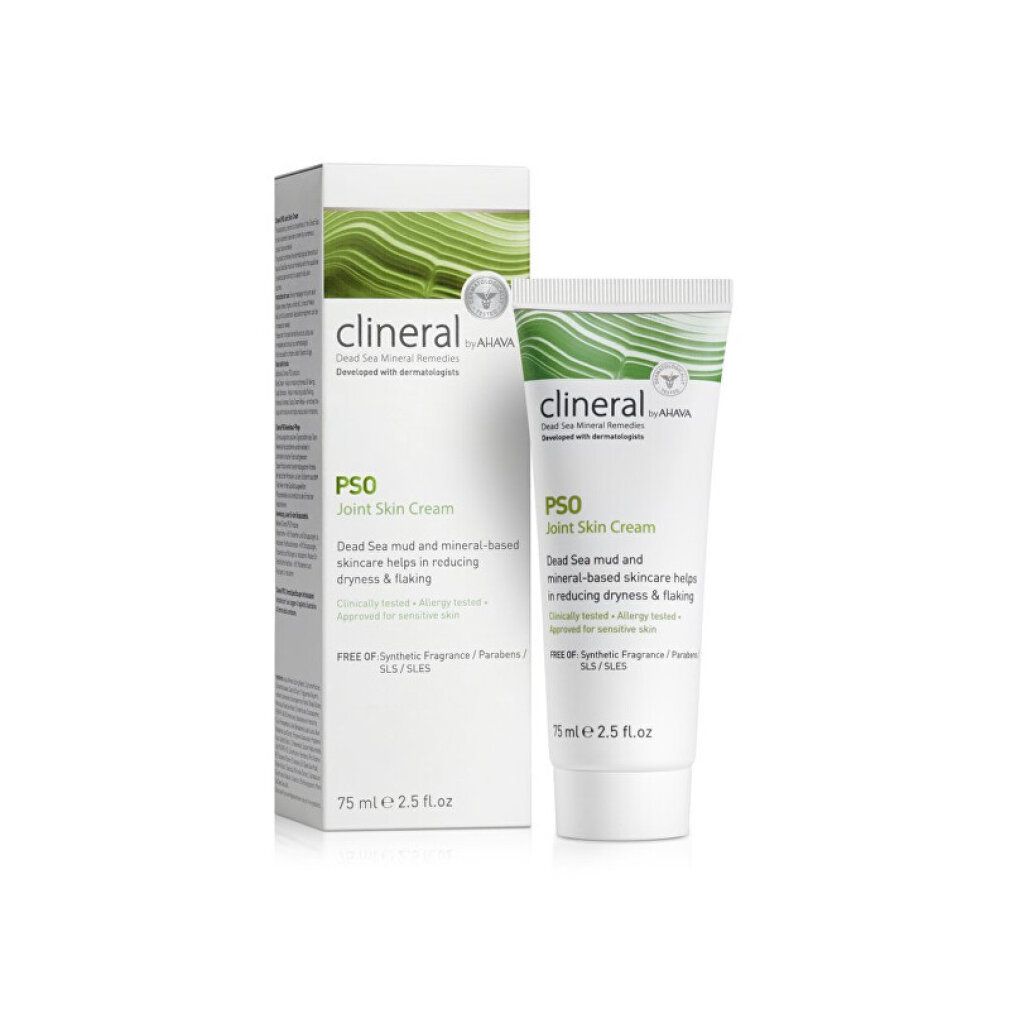 Ahava Clineral Pso Joint Hautcreme Tube und Karton, 75ml.