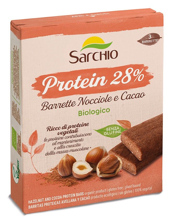 Barrette Protein Senza Glutine con Nocciole e Cacao - Sarchio