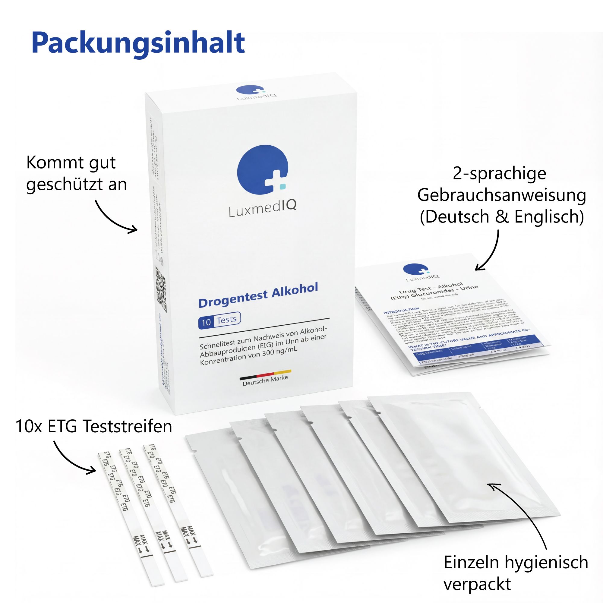 10x LuxmedIQ Alkoholtest - Ethylglucuronid (ETG) Urin Schnelltest - Cutoff 500 ng/mL
