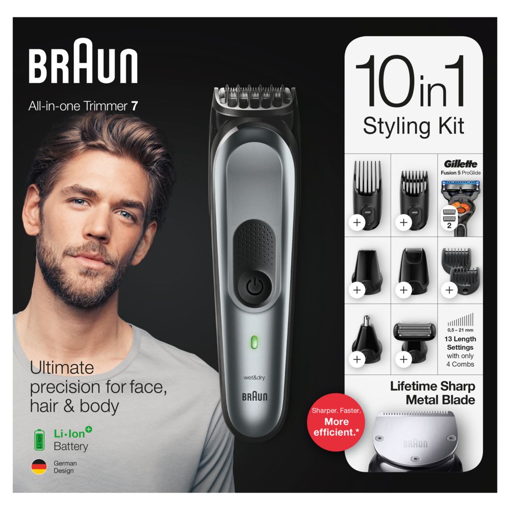 Braun - All-in-One Bartschneider und Haarschneidemaschine "MGK7221" in Grau