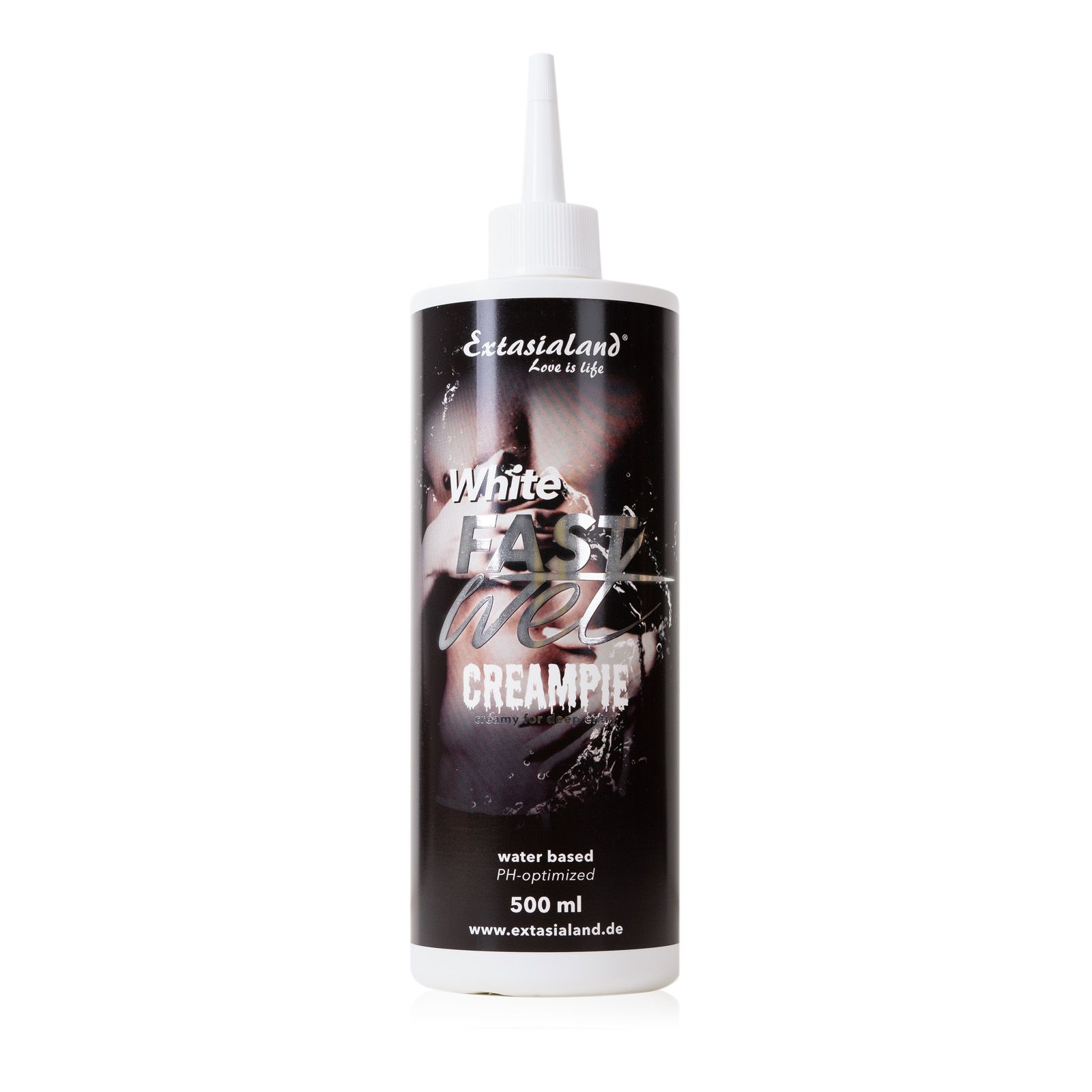 Weiße Gleitcreme in Flasche mit Applikator, 500 ml.