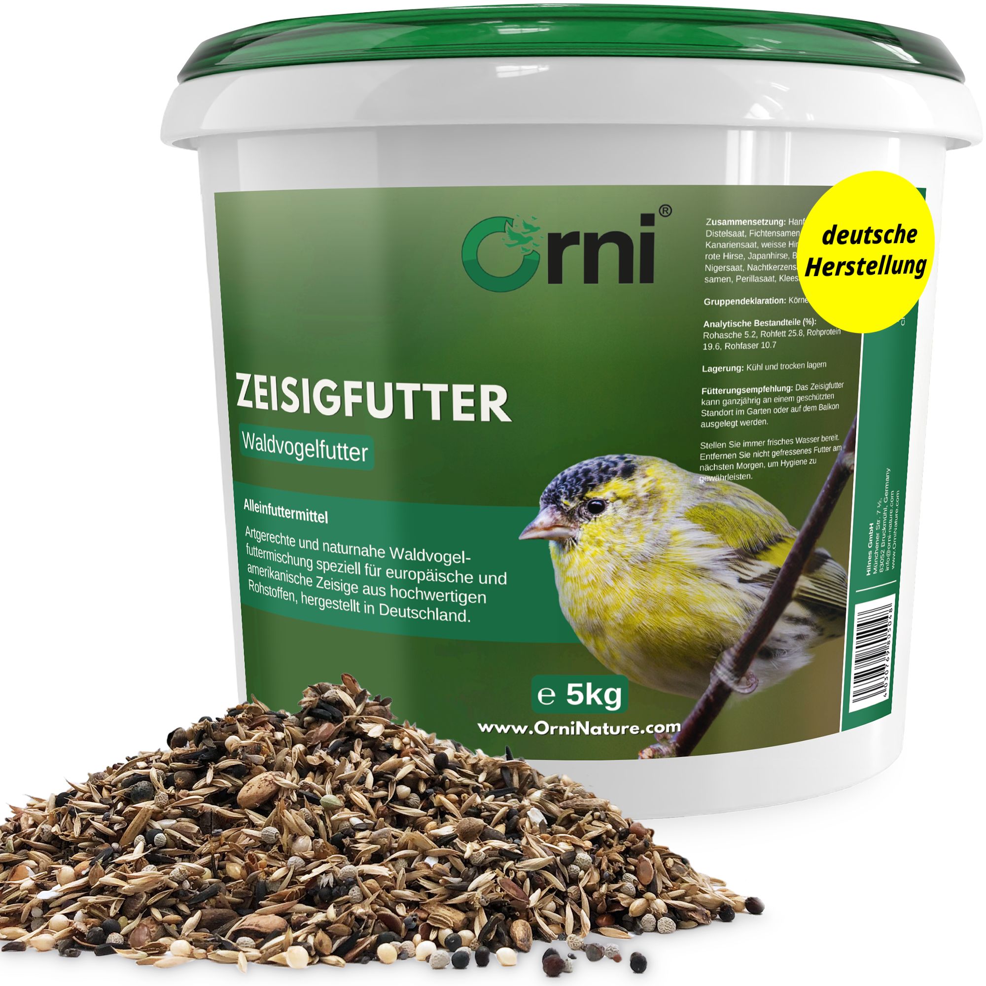 Orni Zeisig 5kg I Hochwertiges Vogelfutter Mischung aus natürlichen Samen und Körnern 5 kg