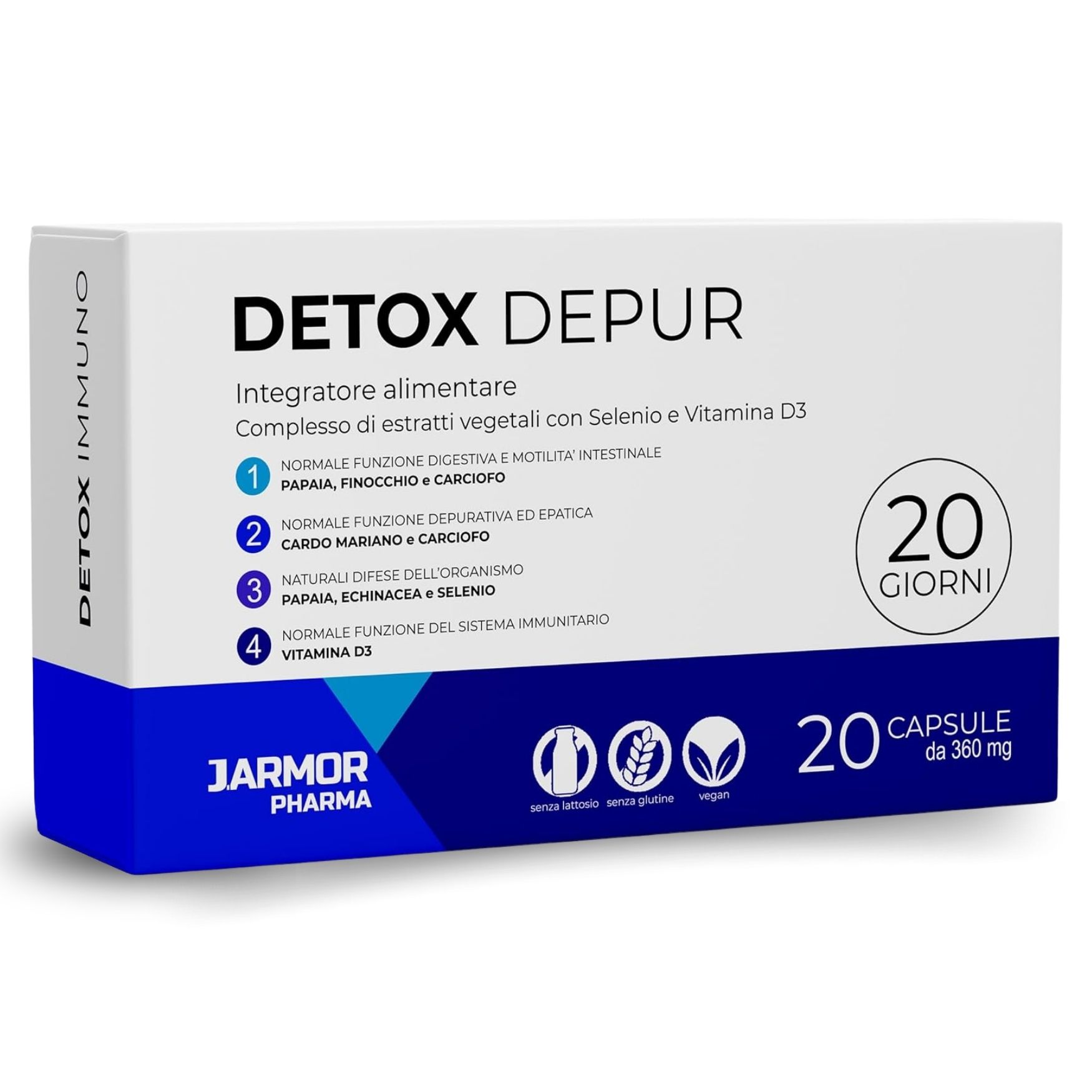 Depurativo Forte Fegato Intestino, Drenante, 7 Ingredienti Con Cardo Mariano Detox Depurativi 20cps