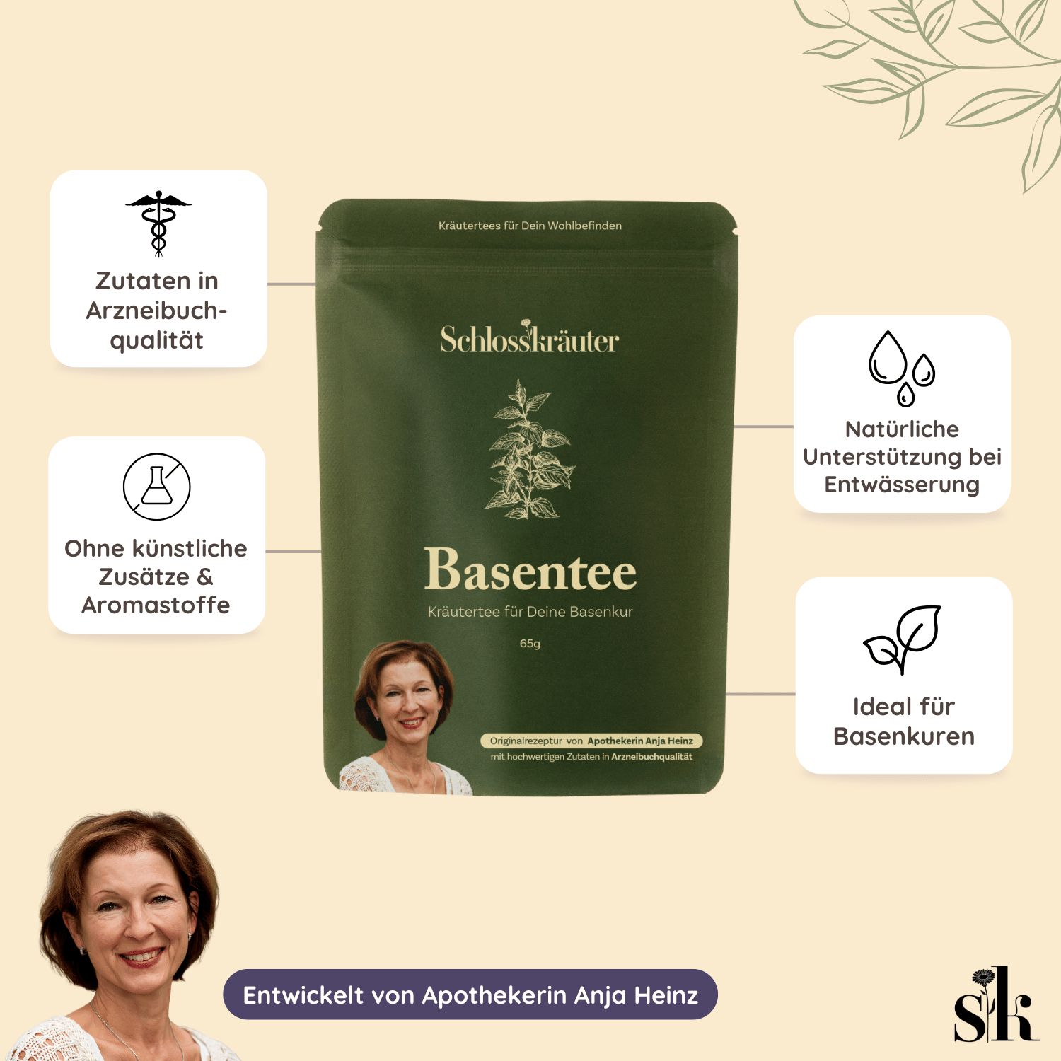 Schlosskräuter Basentee mit Brennessel & Labkraut