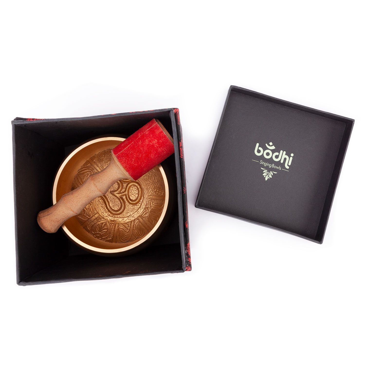Indische Klangschale mit OM Design in Geschenkbox