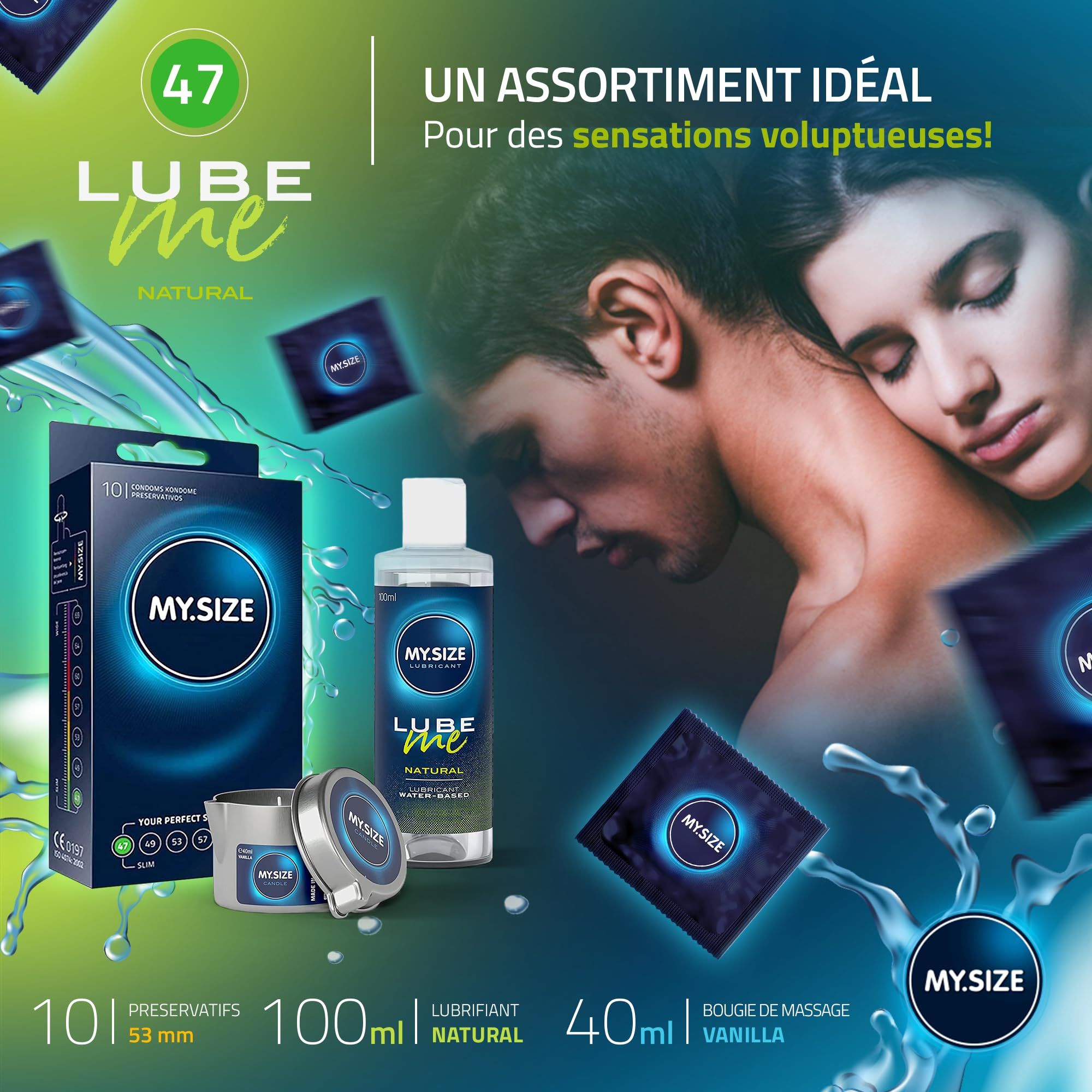 MY.SIZE PRO Kondome + LUBE ME Natural + Body Candle Set