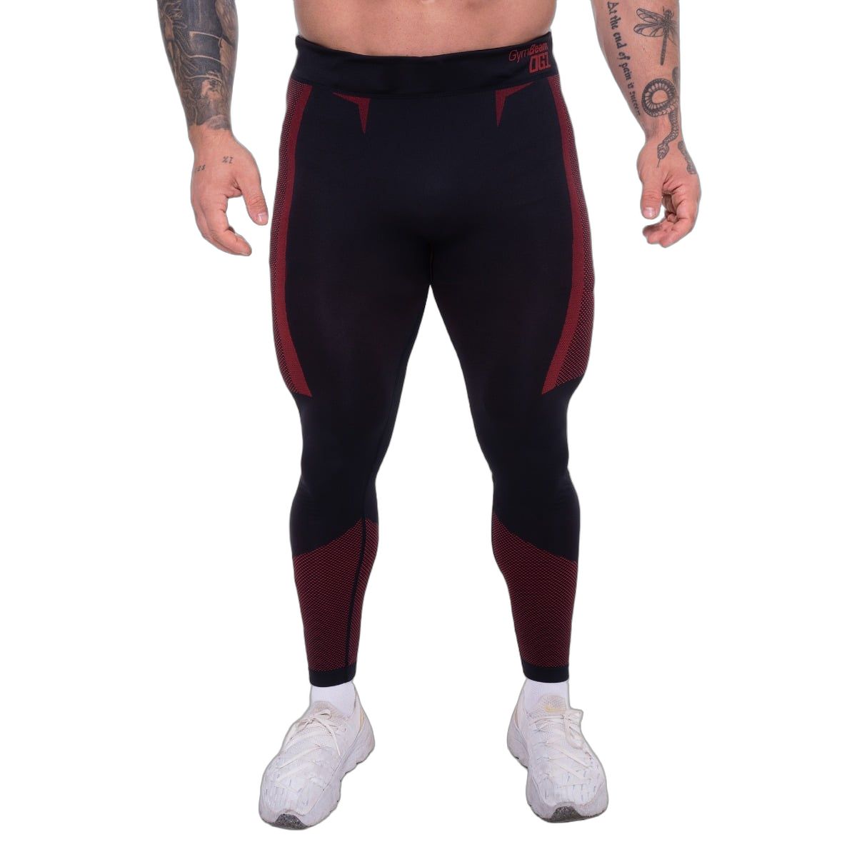 GymBeam Leggings Herren slim nahtlos Schwarz/Rot 1 St