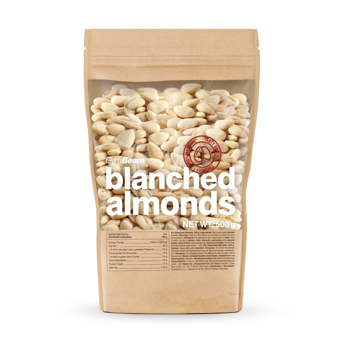 GymBeam Geschälte Mandeln vegan 500 g