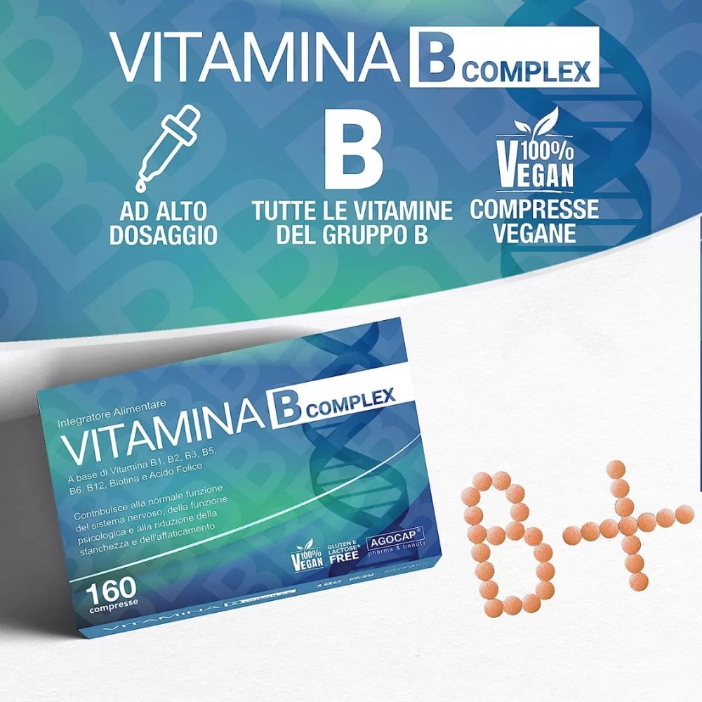 Confezione di Vitamina B Complex, 160 compresse. Vegan.