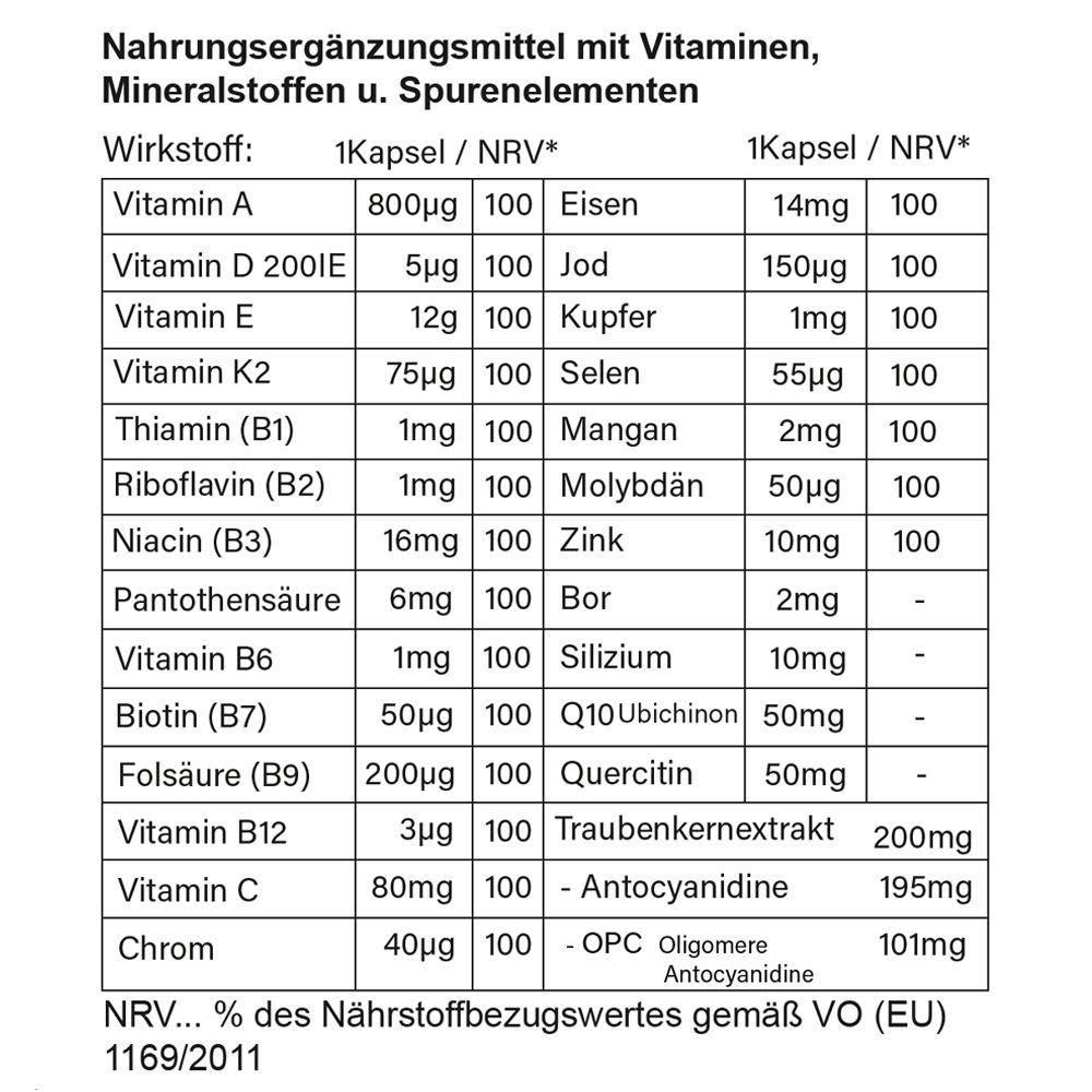 NUI Multivitamin 6x60 St Kapseln