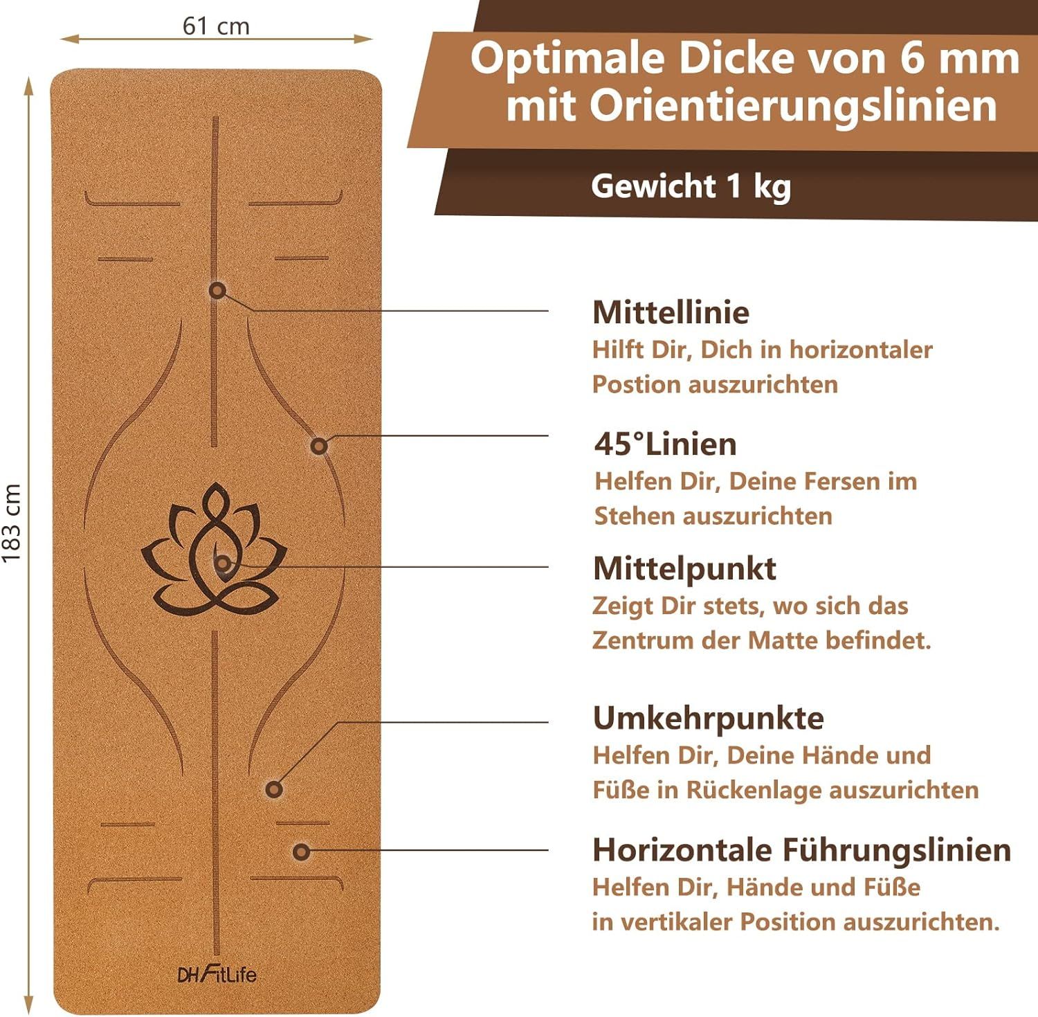 DH FitLife Kork Yogamatte