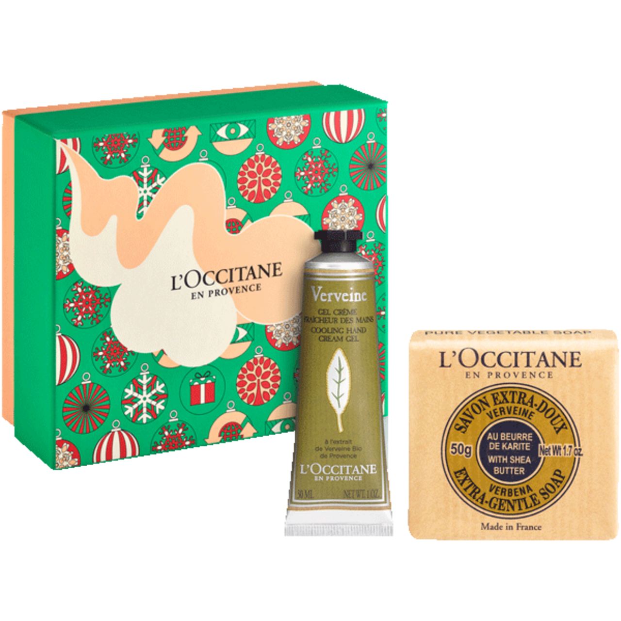 L'Occitane, Verbene Mini-Geschenkset Xmas 23 = Handcreme 30 ml + Shea Seife 50 g 2 St Set