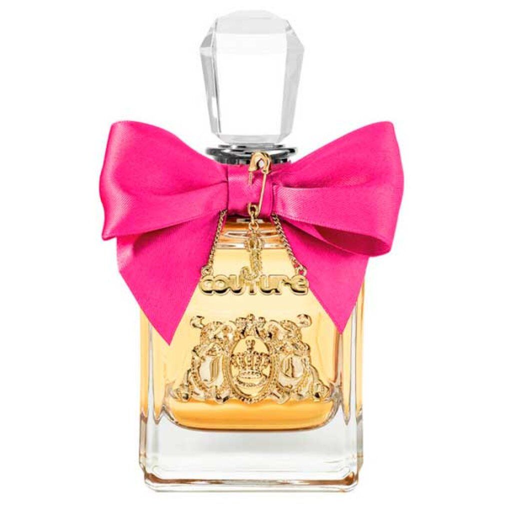 Viva La Juicy Eau de Parfum Flakon mit großer rosa Schleife.