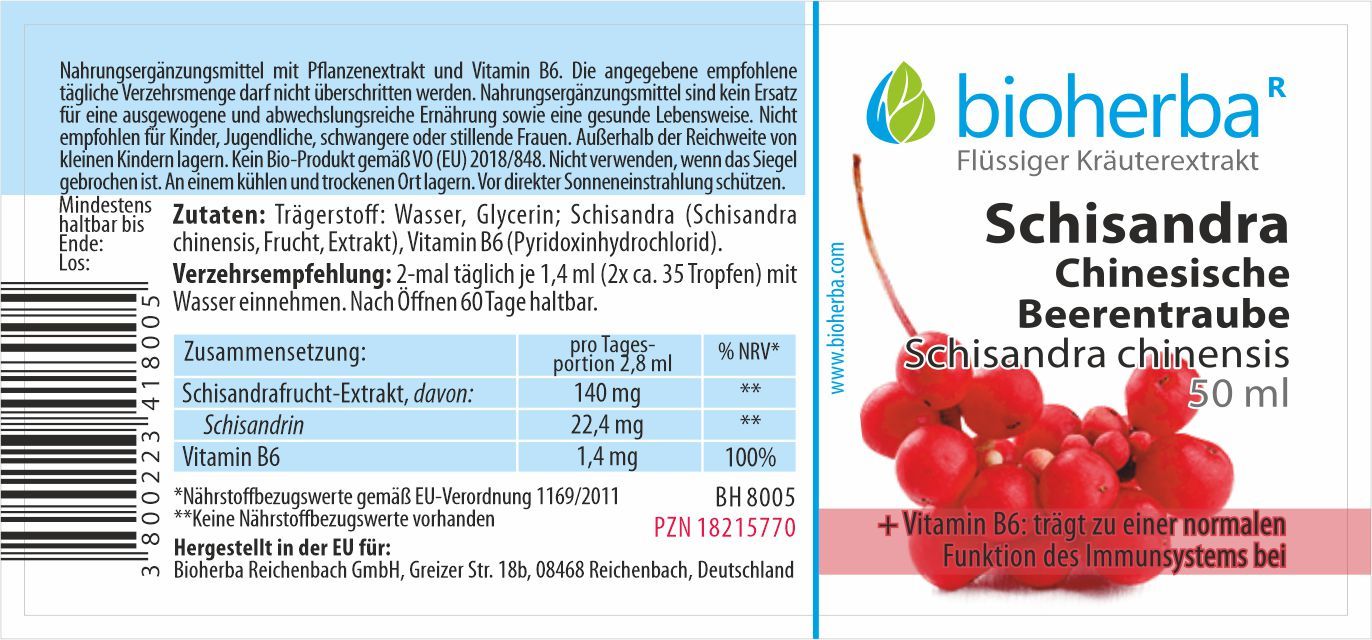 Schisandra Chinesische Beerentraube Schisandra chinensis 50 ml  PZN 18215770