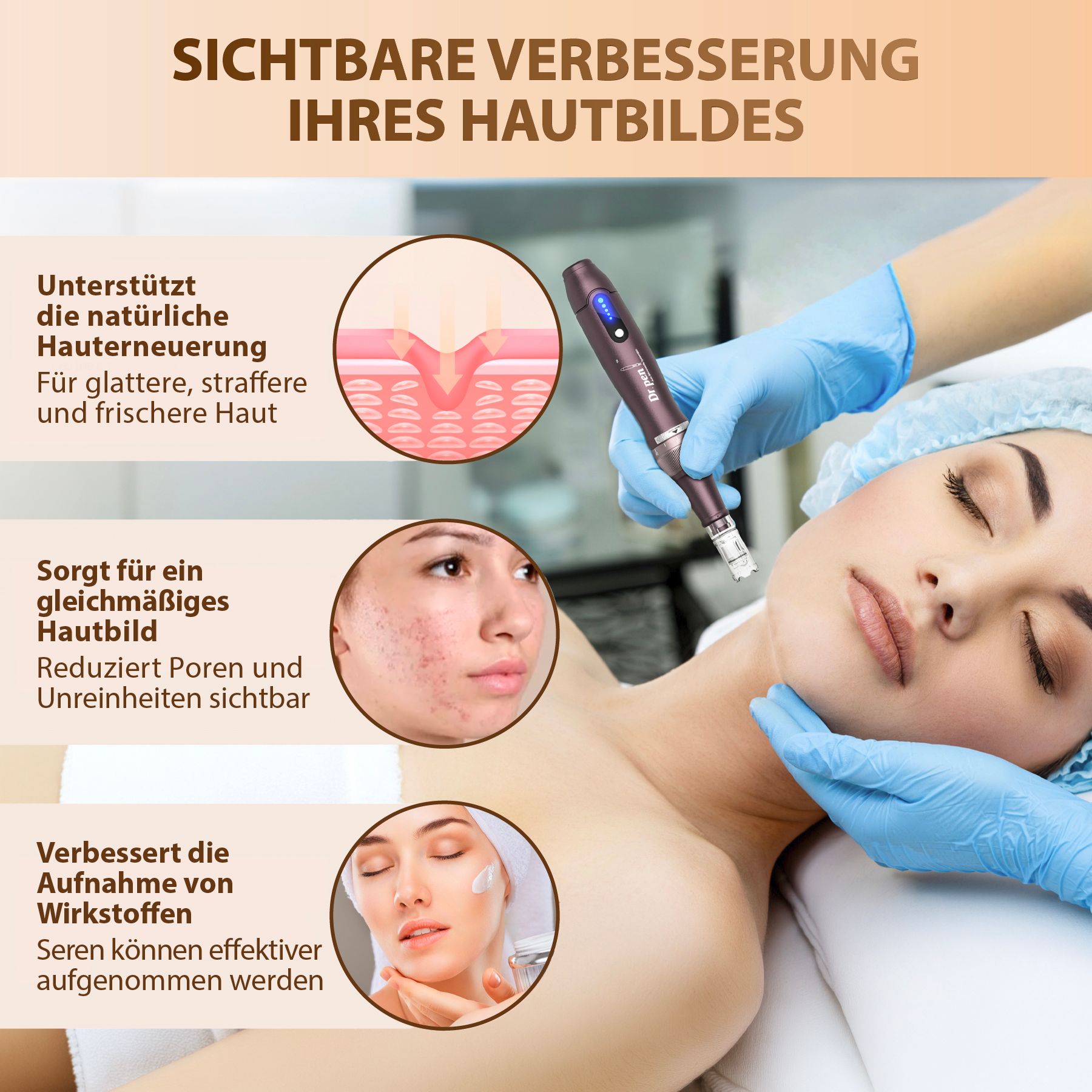 Verbesserung des Hautbildes durch Dr. Pen Microneedling-Behandlung.