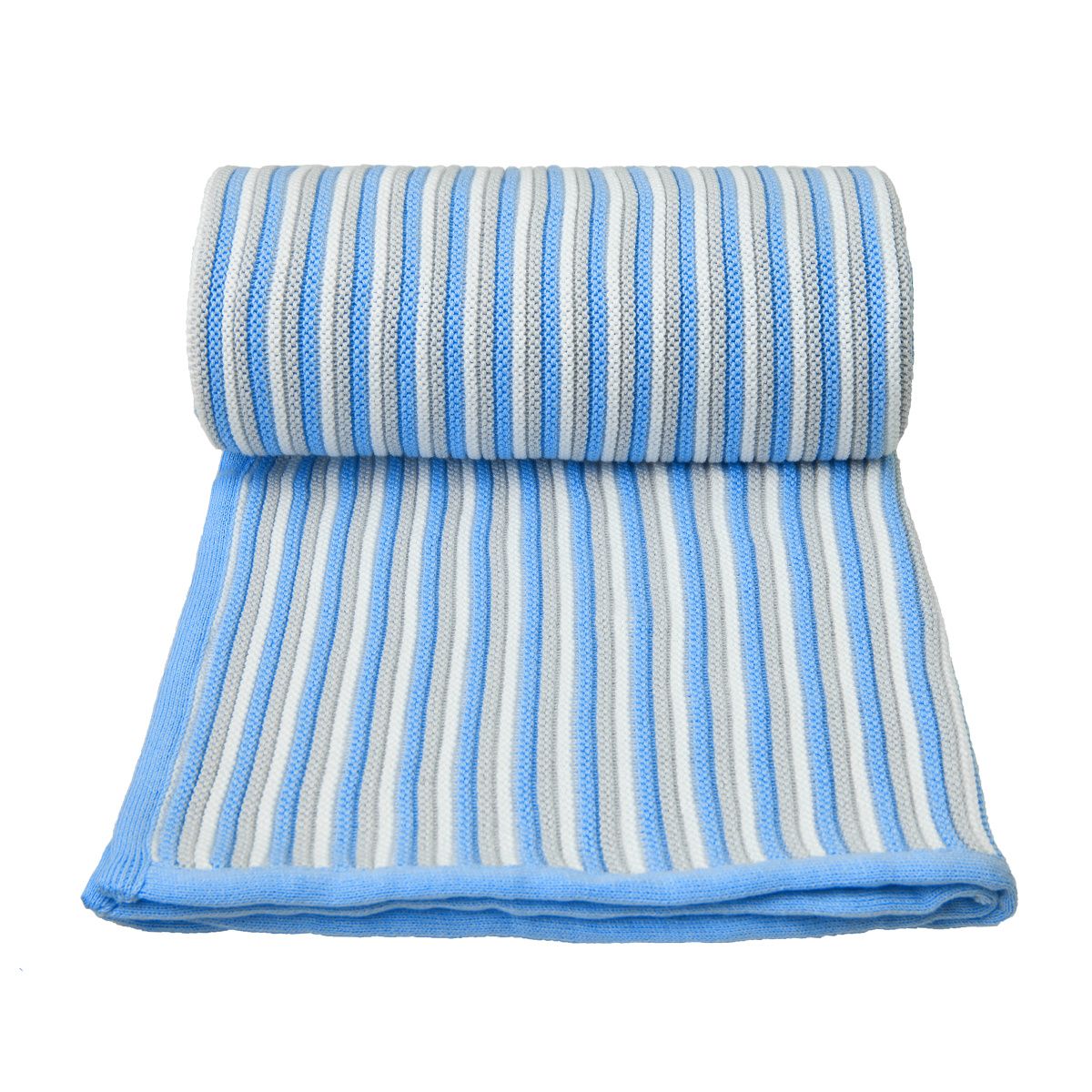 T-Tomi Gestrickte Decke White + Blue 1 St