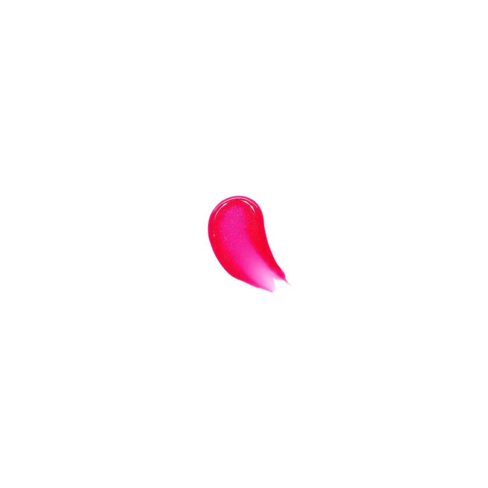 Pinkfarbener Lipgloss-Abstrich auf weißem Hintergrund. Glänzende Textur. Farbverlauf von hell nach dunkel.