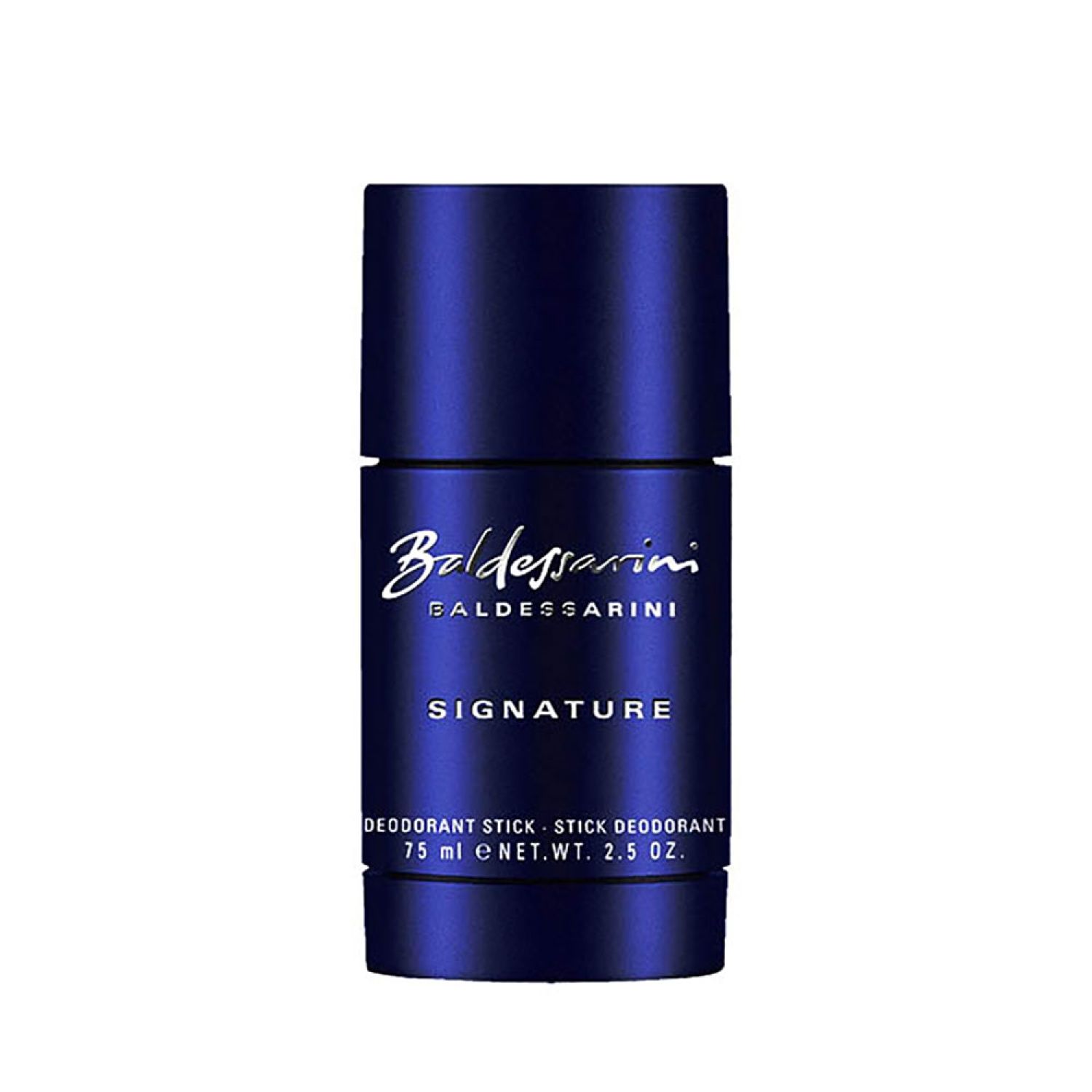 Dunkelblauer Deo-Stick. Schriftzug Baldessarini Signature. Bezeichnung: Deodorant Stick. 75 ml.