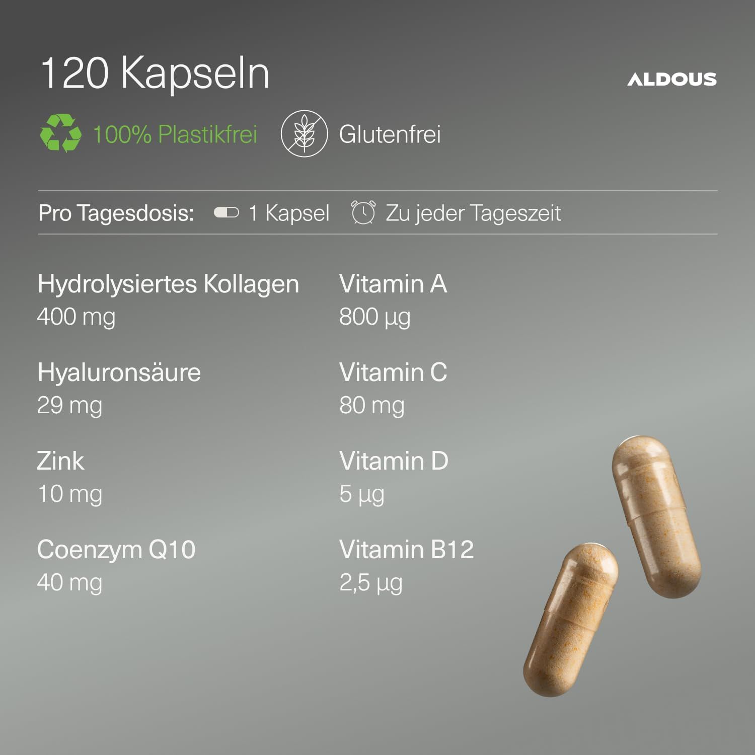 Aldous Kollagen + Hyaluronsäure + Coenzym Q10  Kapsel