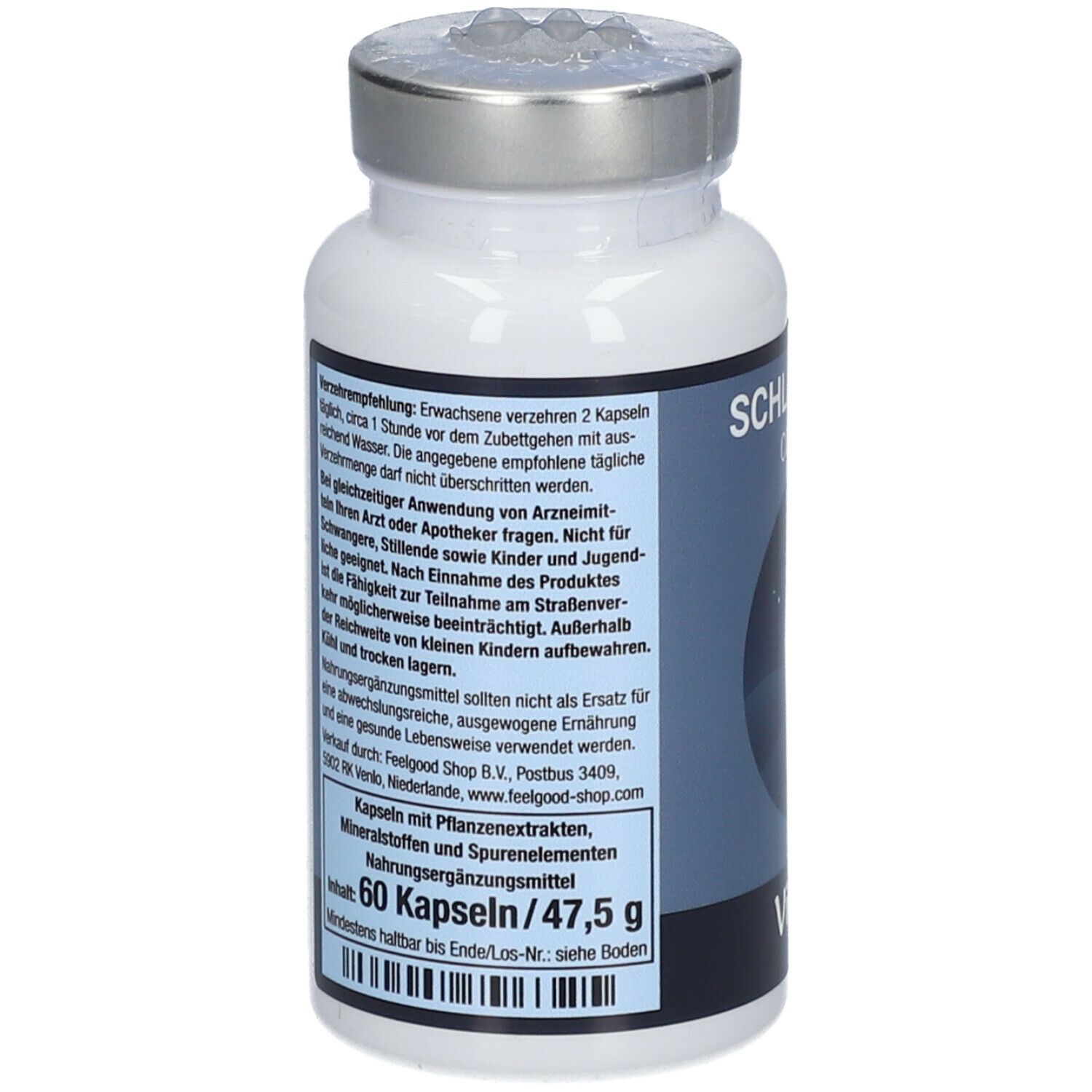 Rückseite der weißen Flasche. Text mit Anwendungshinweisen und Inhaltsstoffen.