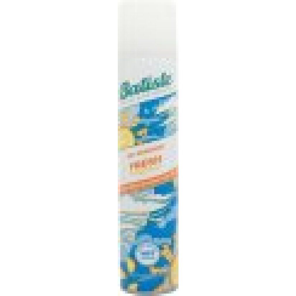 Batiste Trockenshampoo. Blaue Dose mit weißem Deckel. Aufschrift: Batiste, Dry Shampoo, fresh.