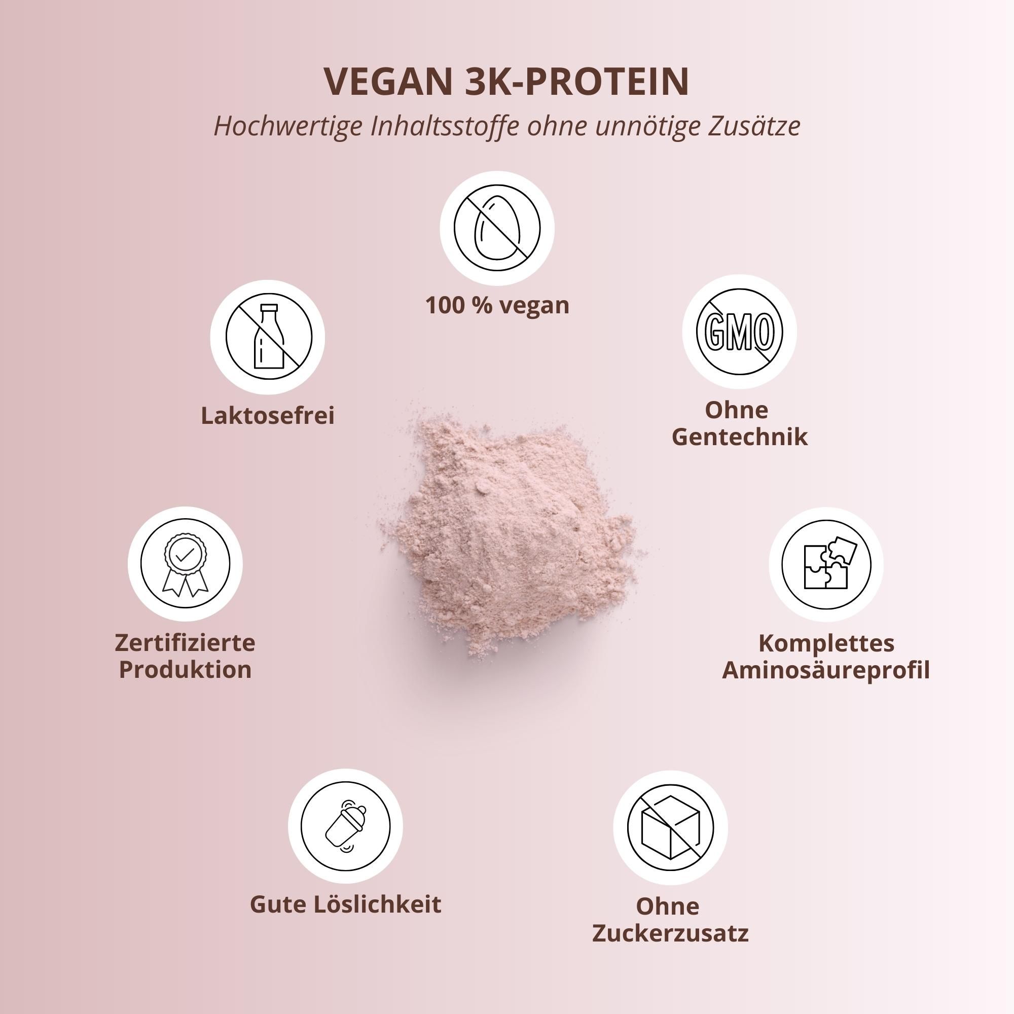 nutri+ Veganes Proteinpulver 3k - Eiweiß Protein Pulver 1kg