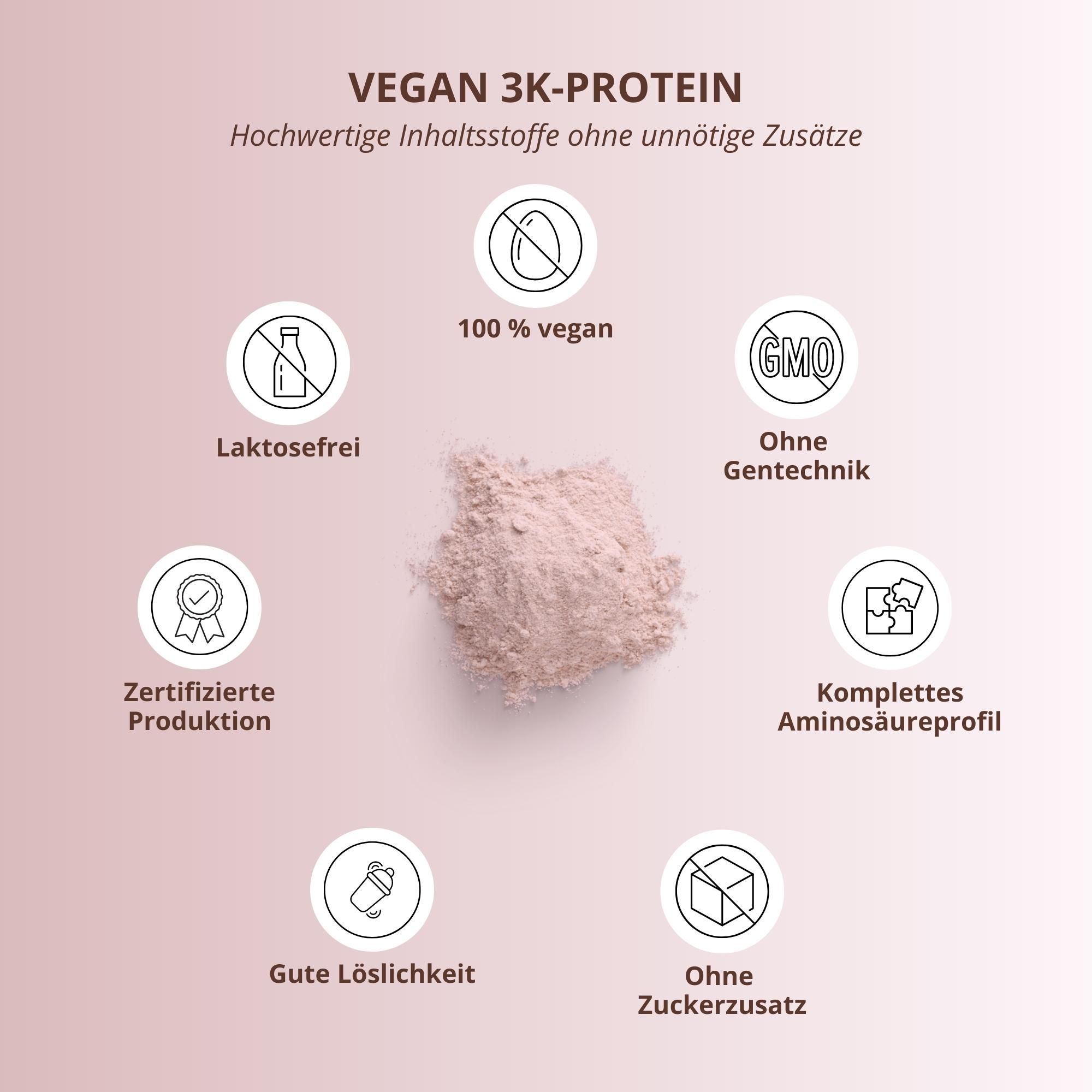 Nutri+ Veganes Proteinpulver 3k - Eiweiß Protein Pulver 1kg 1000 g